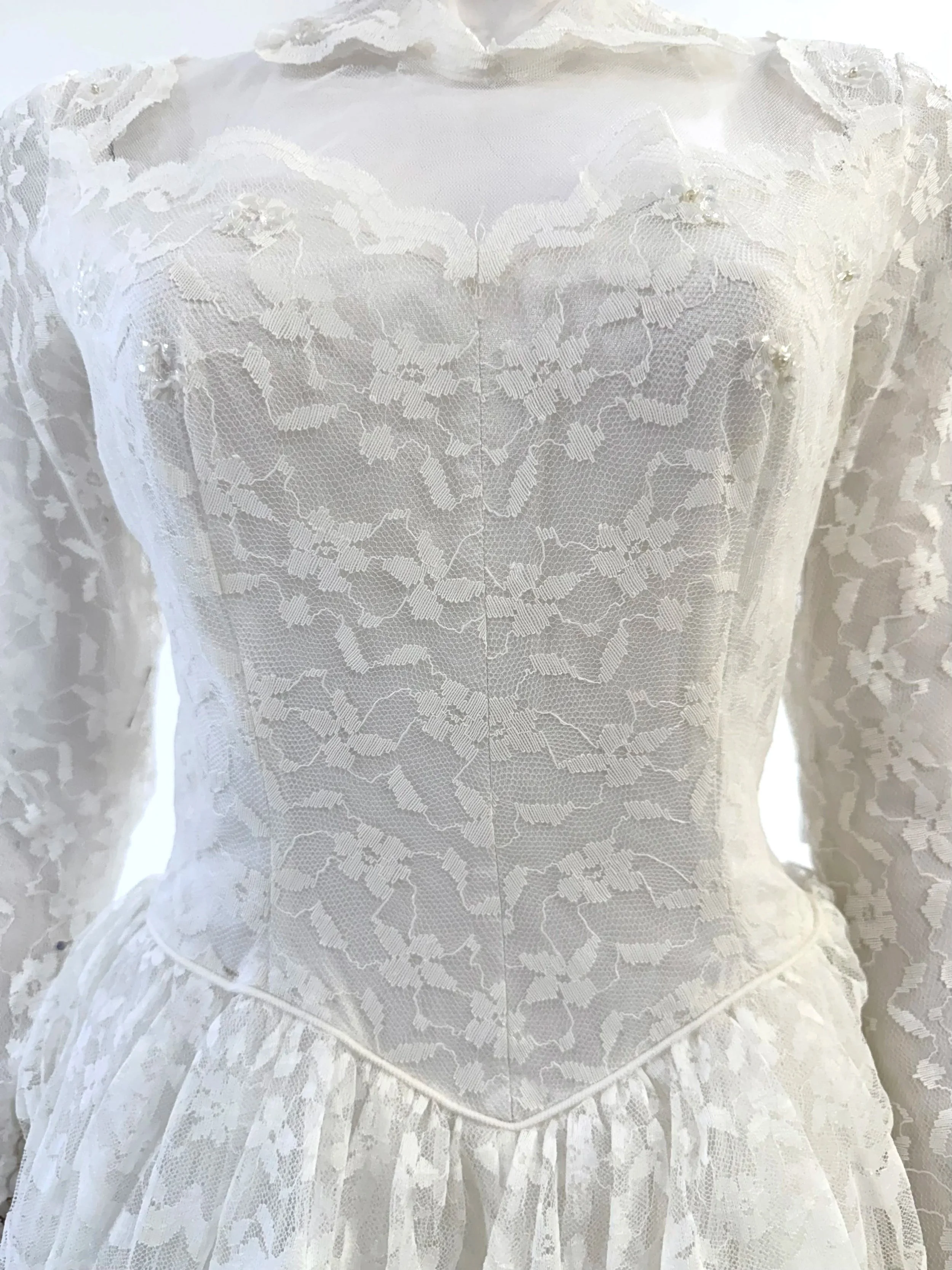 1950s Tiered Lace Wedding Gown