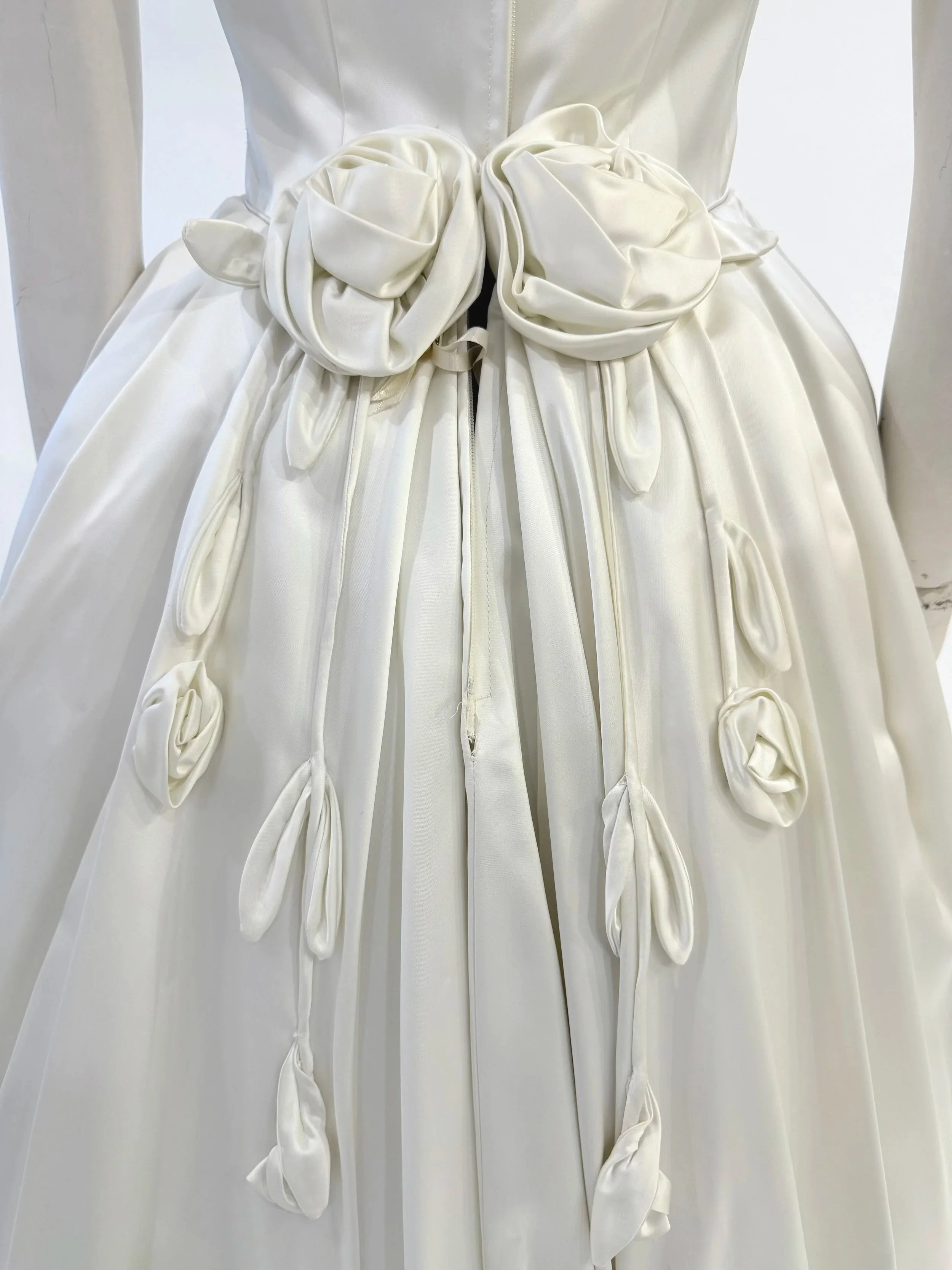 Duchesse Satin and Rosette Wedding Gown, C.1960