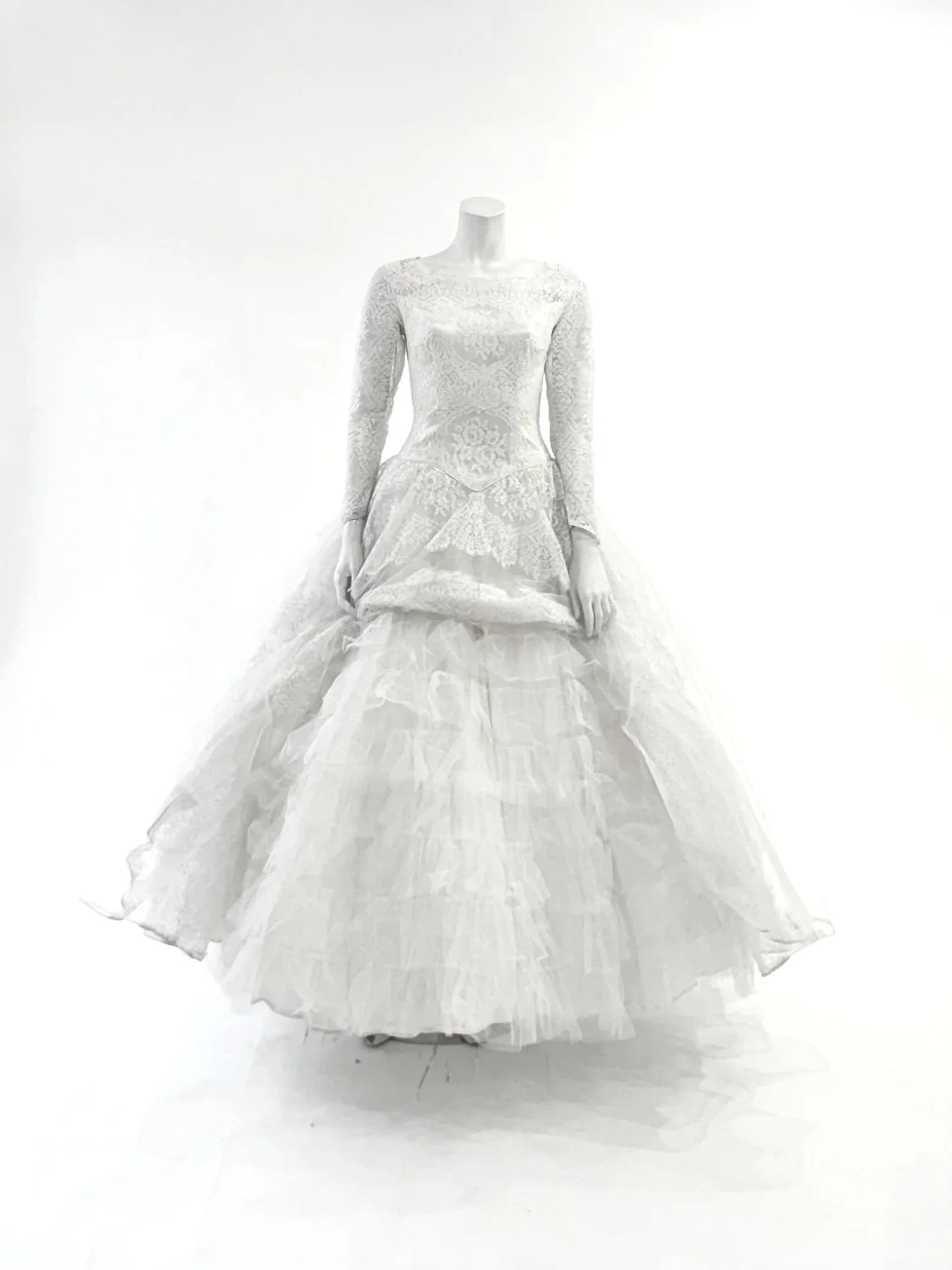 Vintage lace and tulle wedding gown