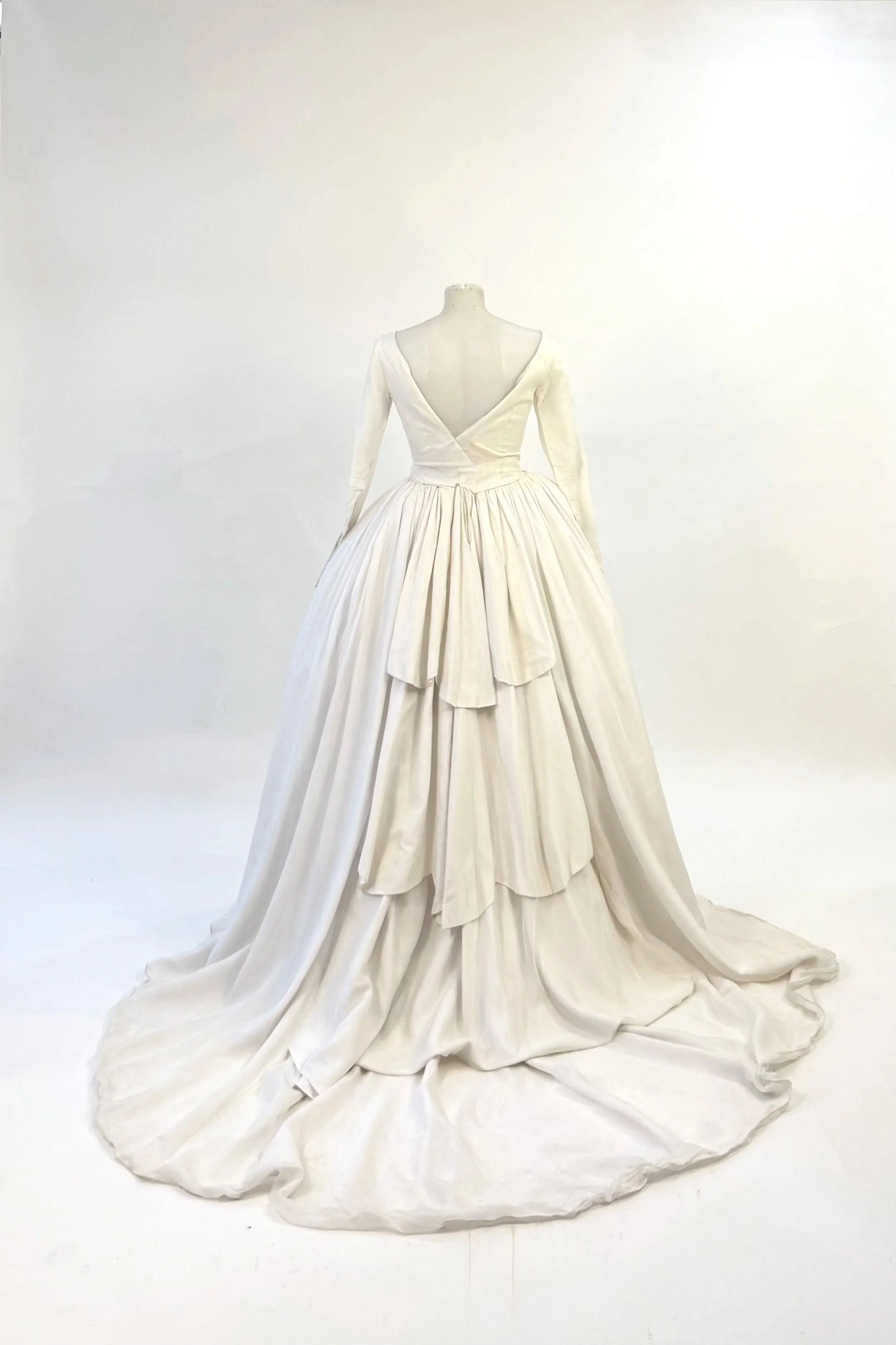 Vintage Mid Century Silk and Lace Wedding Gown