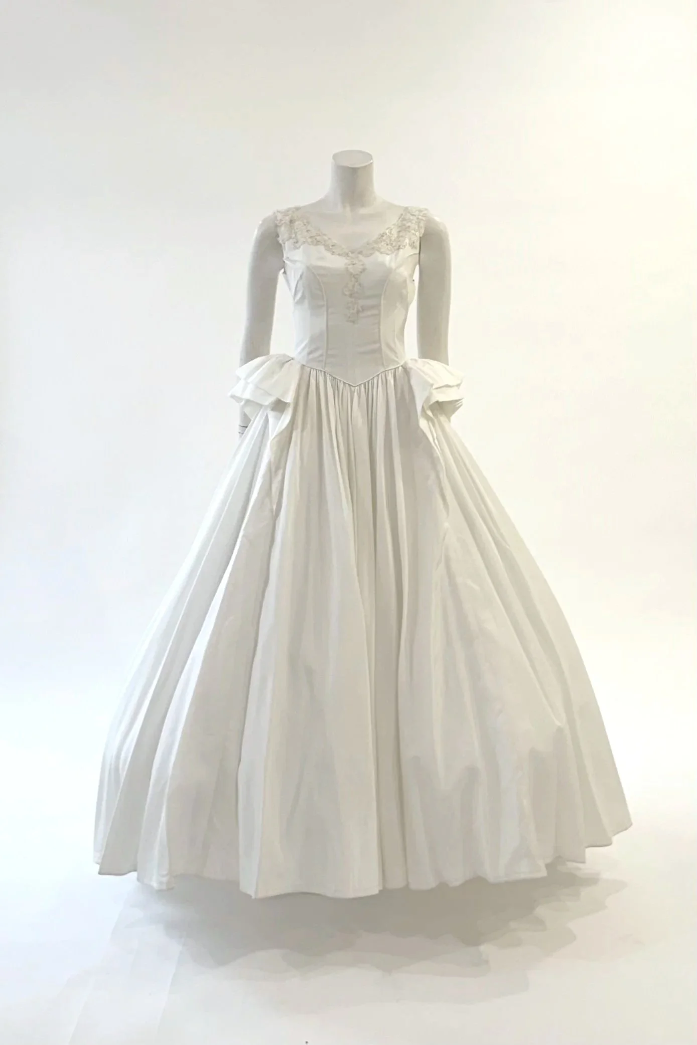 Ruffled Peplum Basque Waist Gown