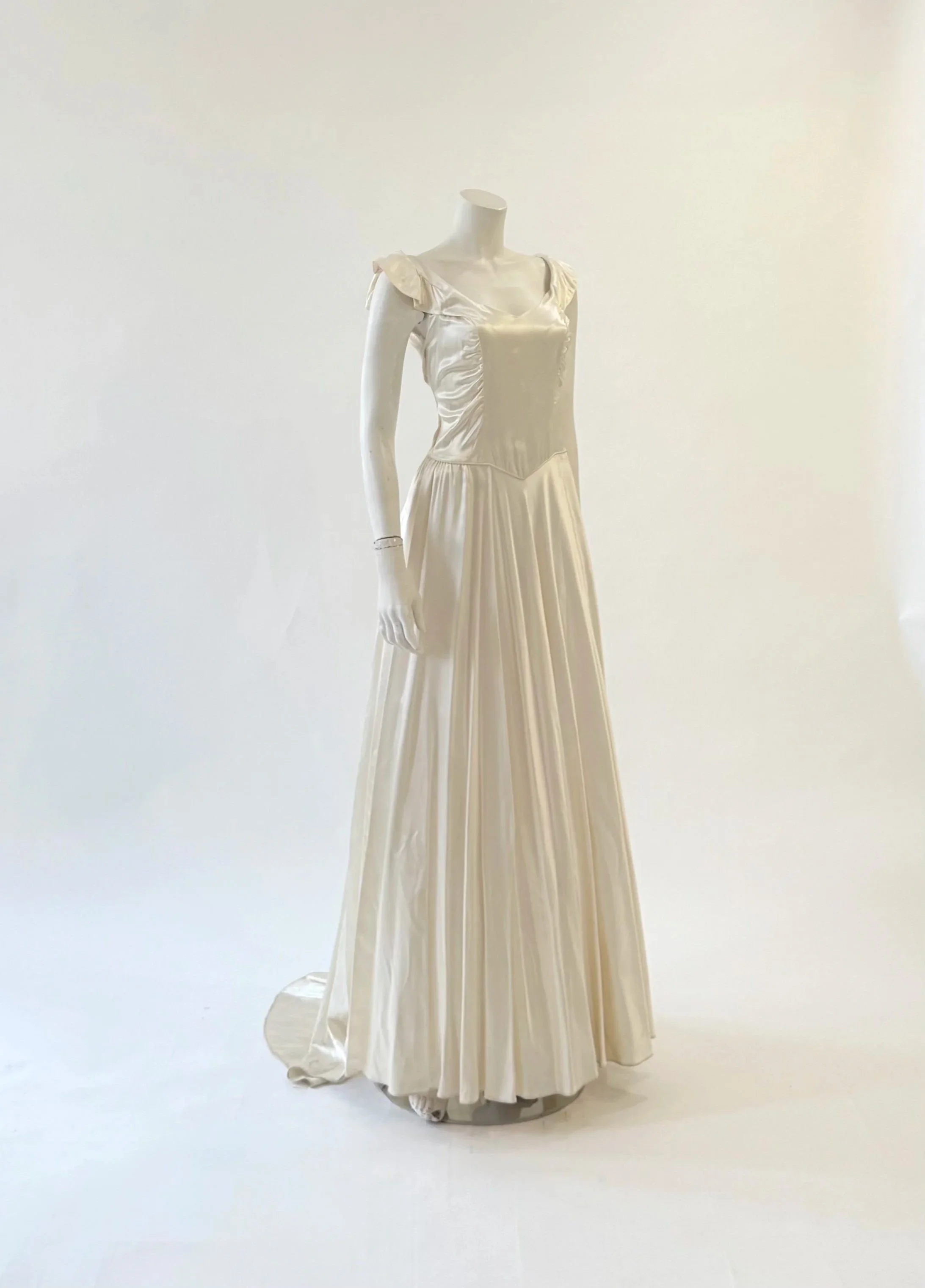 Vintage Liquid Satin Basque Waist Gown