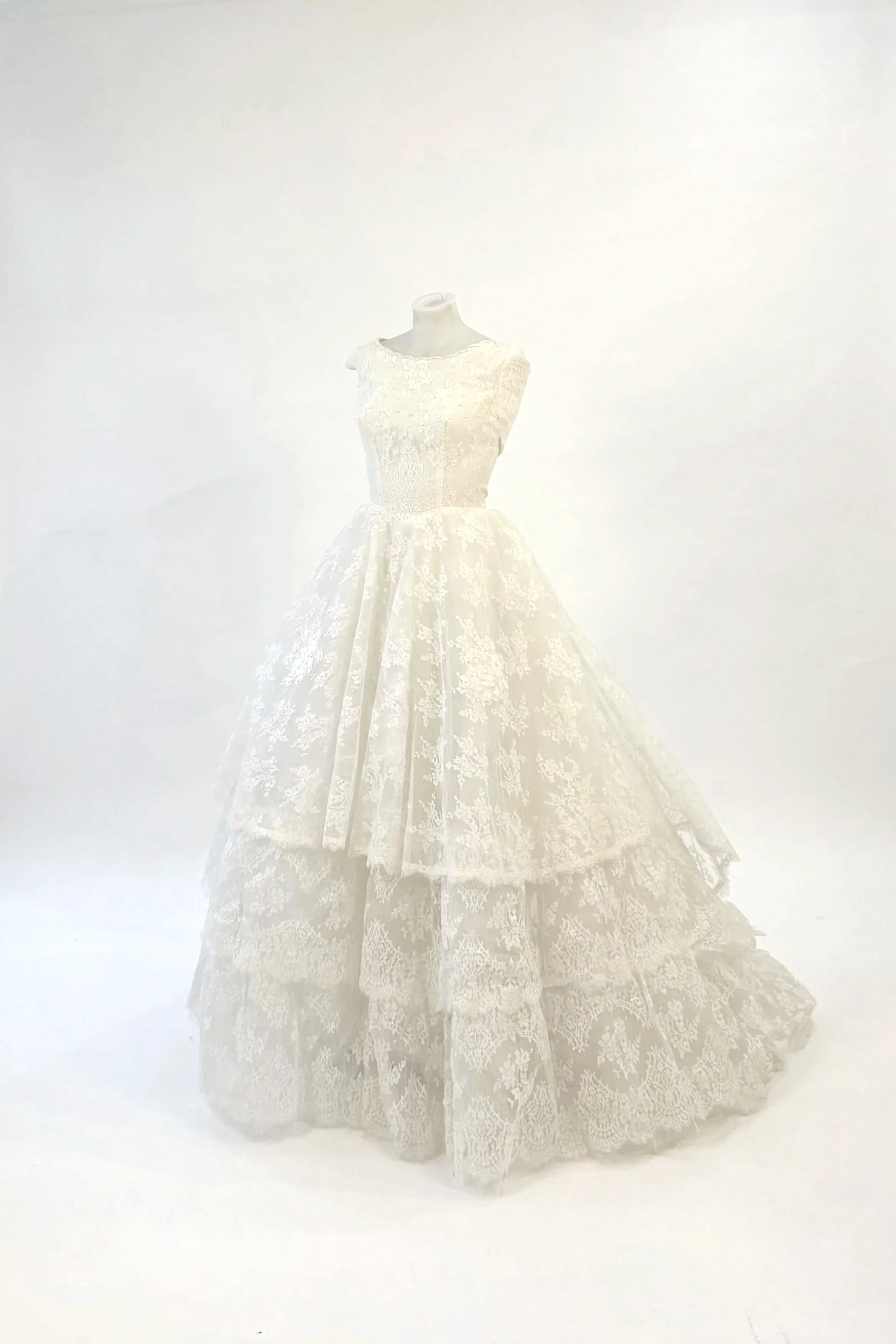 vintage layered lace wedding gown