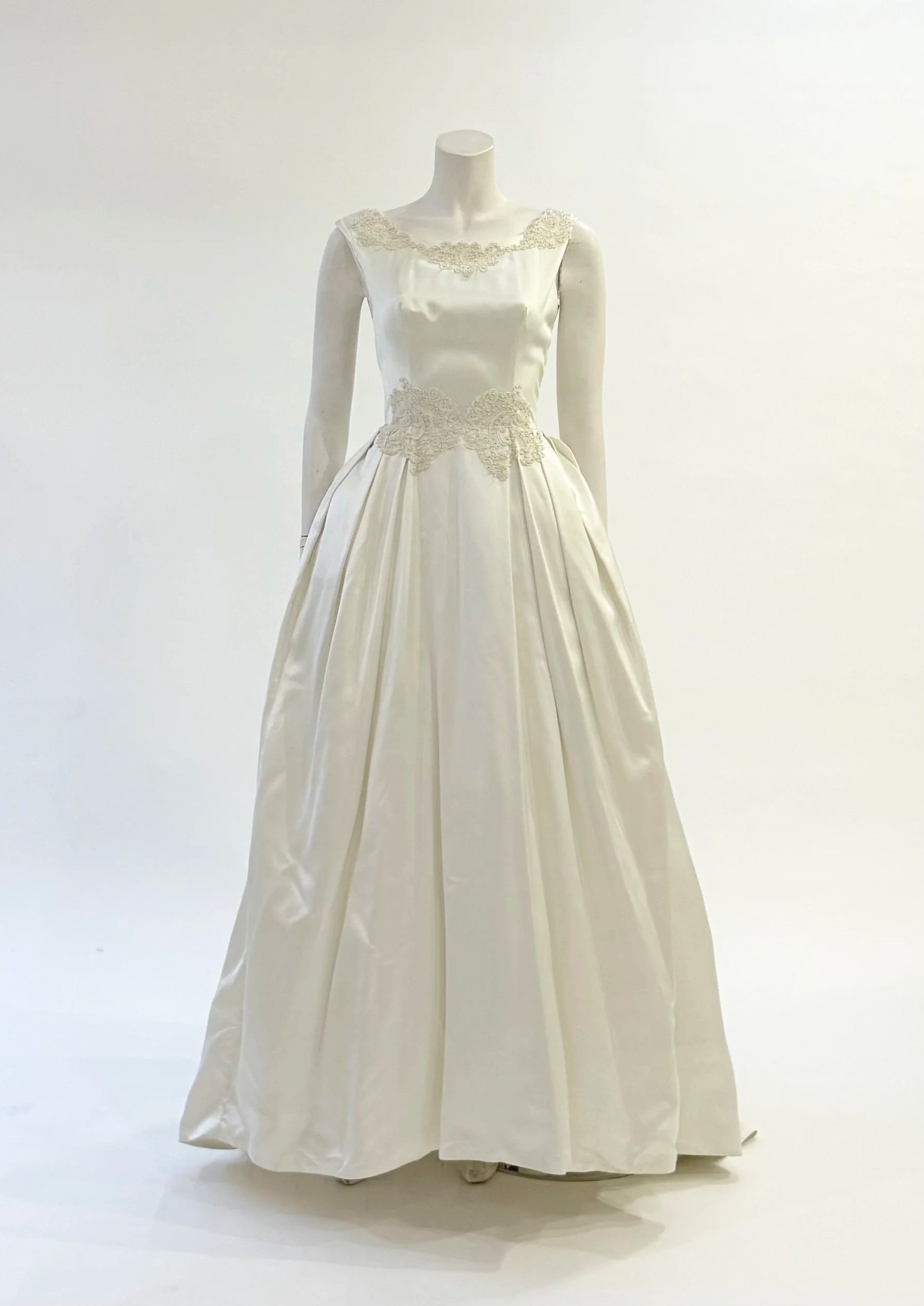 Duchesse Satin and Rosette Wedding Gown, C.1960