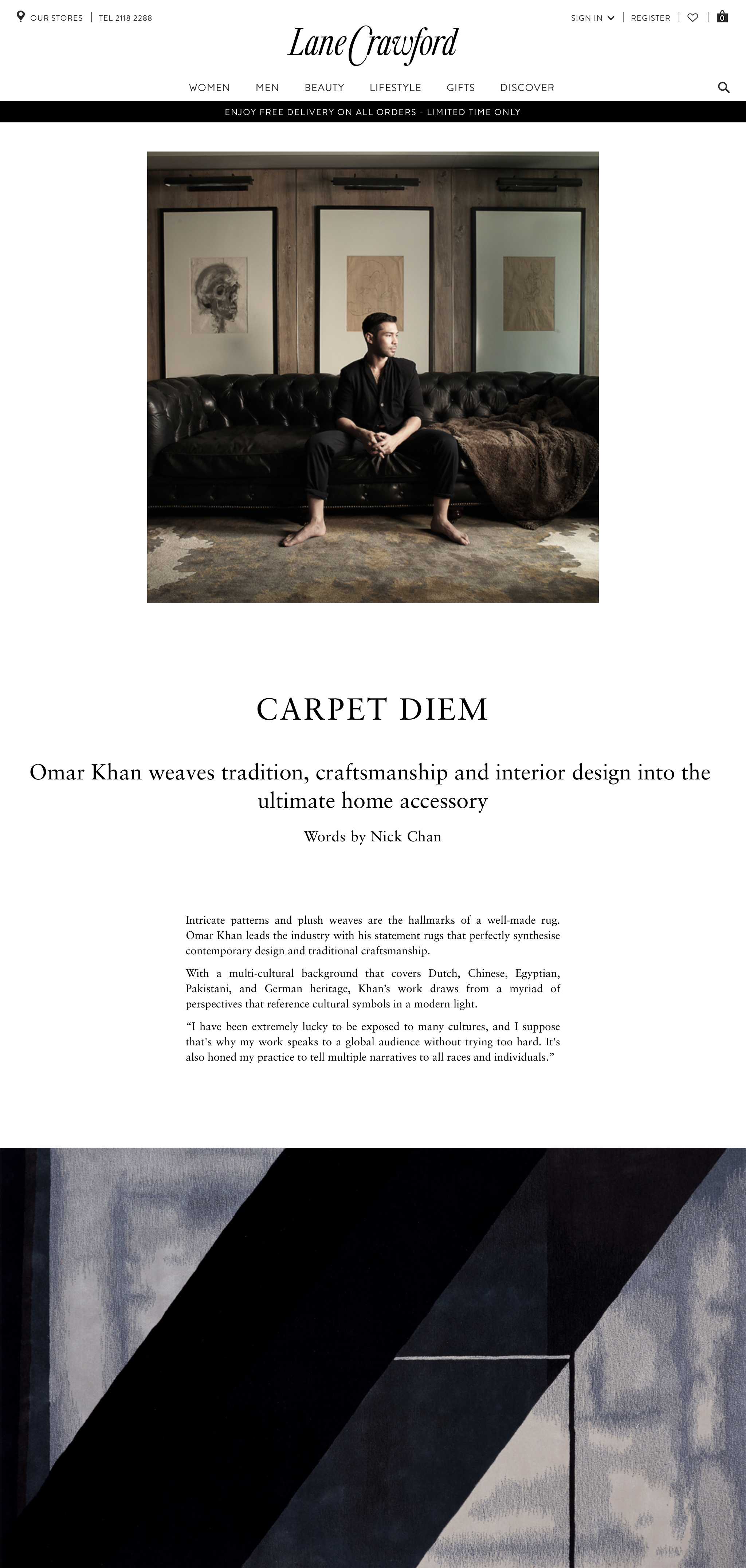 Writing | Lane Crawford | Omar Khan Rugs