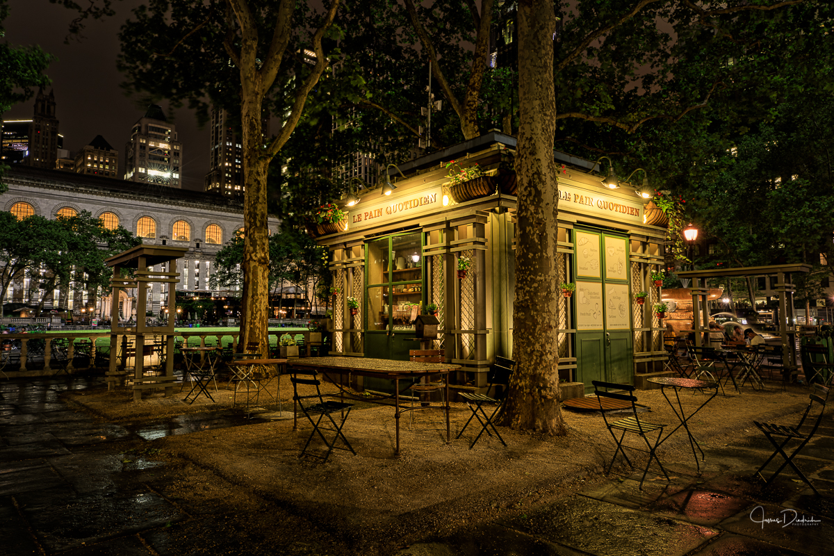 Bryant Park, after the people have left.