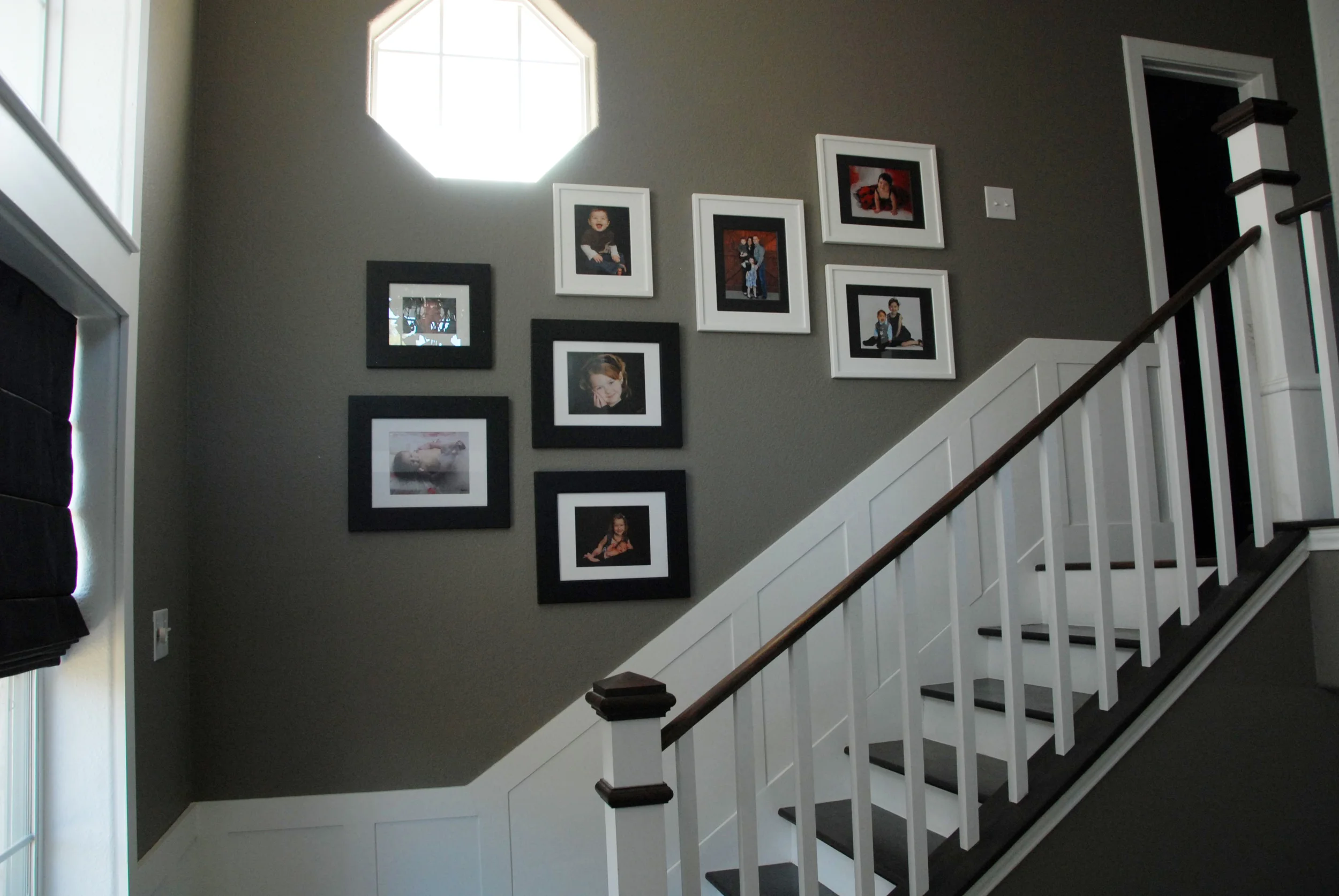 After: Photo Wall (I'm missing a couple of pictures b/c I need a few more frames)