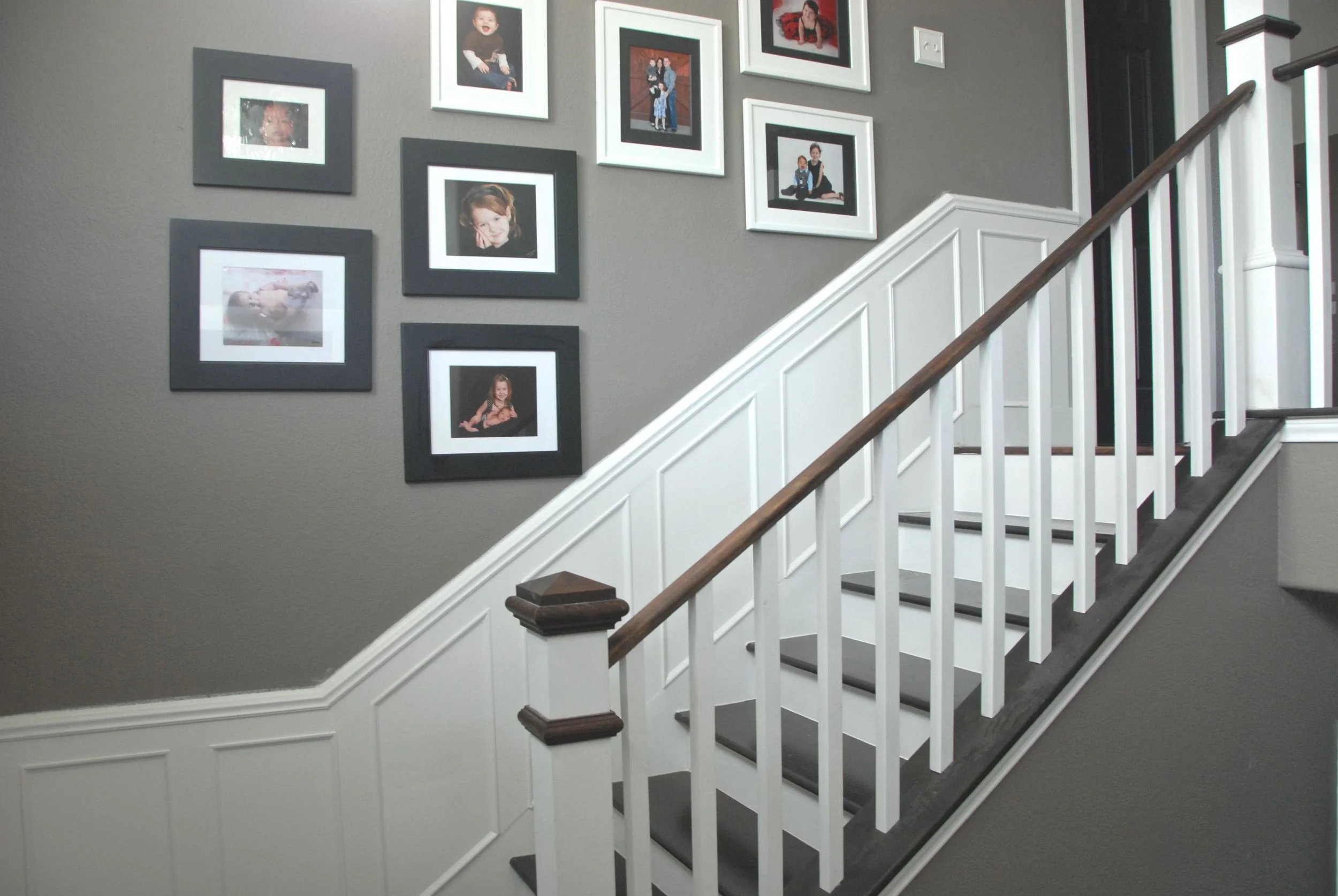 Step 8: After a summer in Europe and falling in love with picture frame moulding, change board and batten to picture frame moulding.
