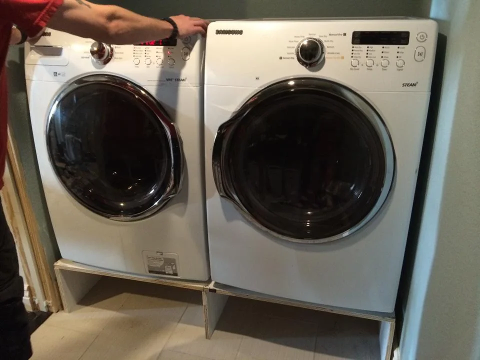 Washer and dryer platforms.