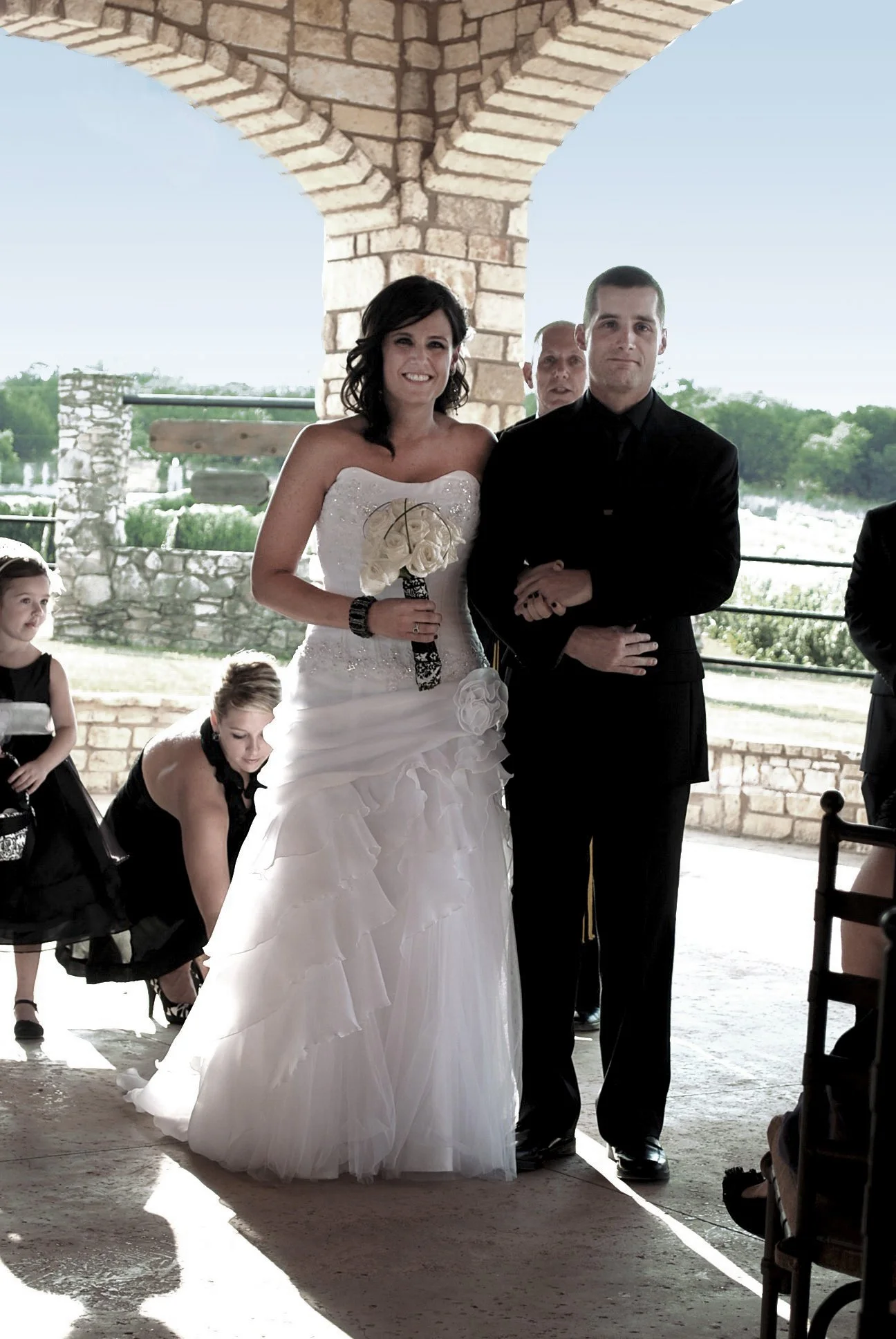 My black and white wedding. My hubs wore all black and so did my girls.