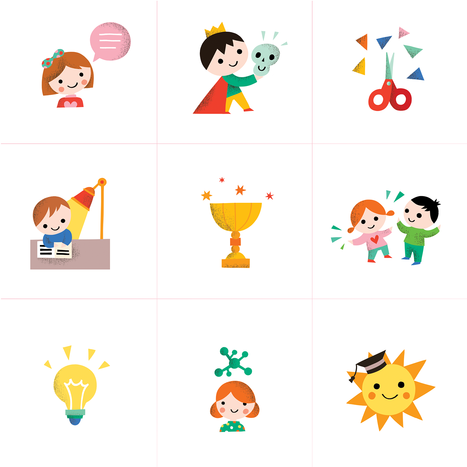 Set of icons for an educational book for kids will go straight to my drawer, but my drawer is a very complex project on its own, so there will be some use for these babies I am sure! Is it lunchtime already?