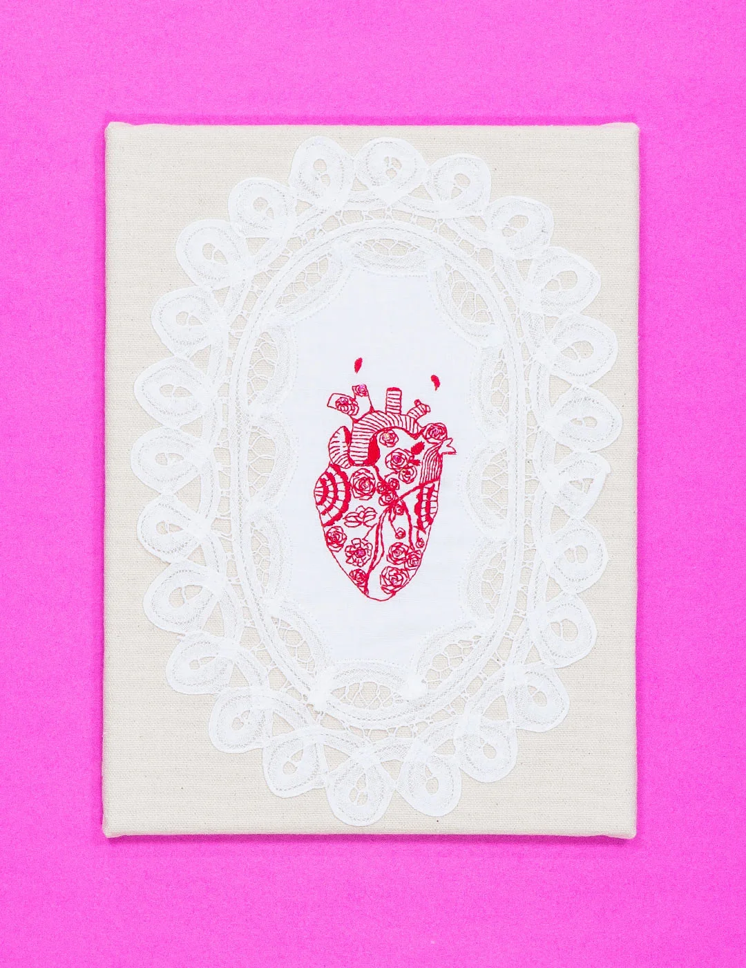 Tattooed Heart. Embroidery. 9"x13". 2015. Photographed by Ryerson University School of Fashion