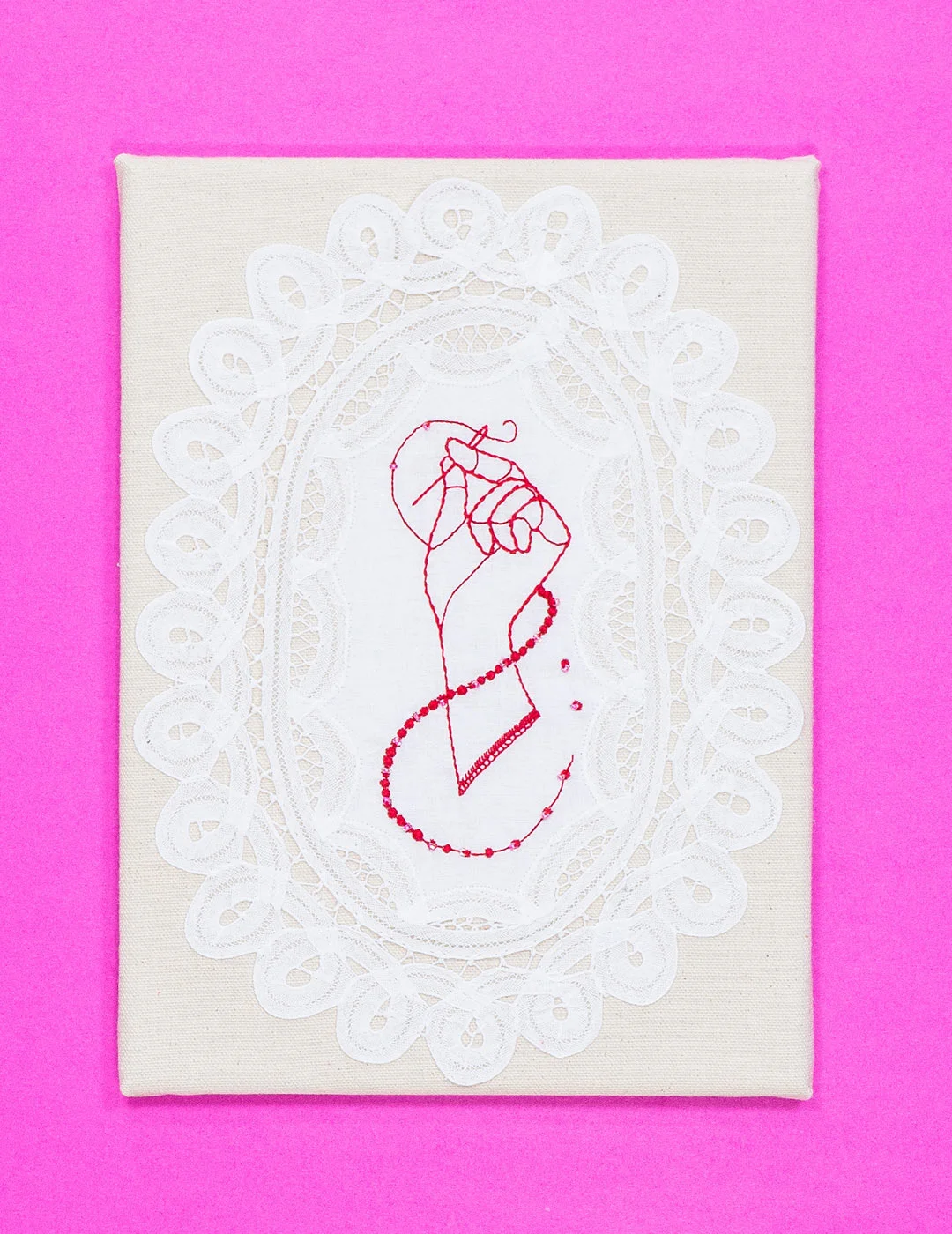 The Artist's Hand. Embroidery. 9"x13". 2015. Photographed by Ryerson University School of Fashion
