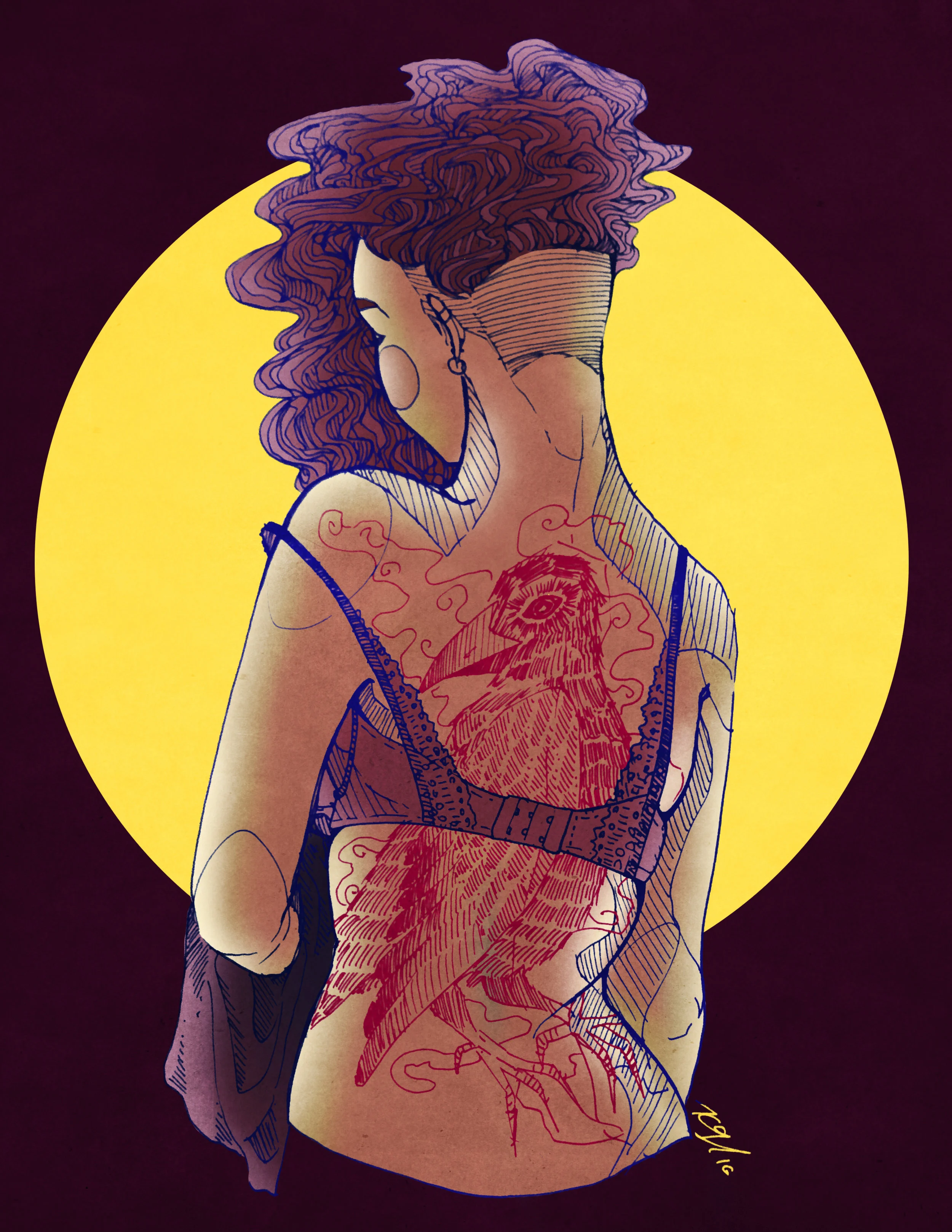 Back Tat, Digital Illustration. 8"x10". 2016.