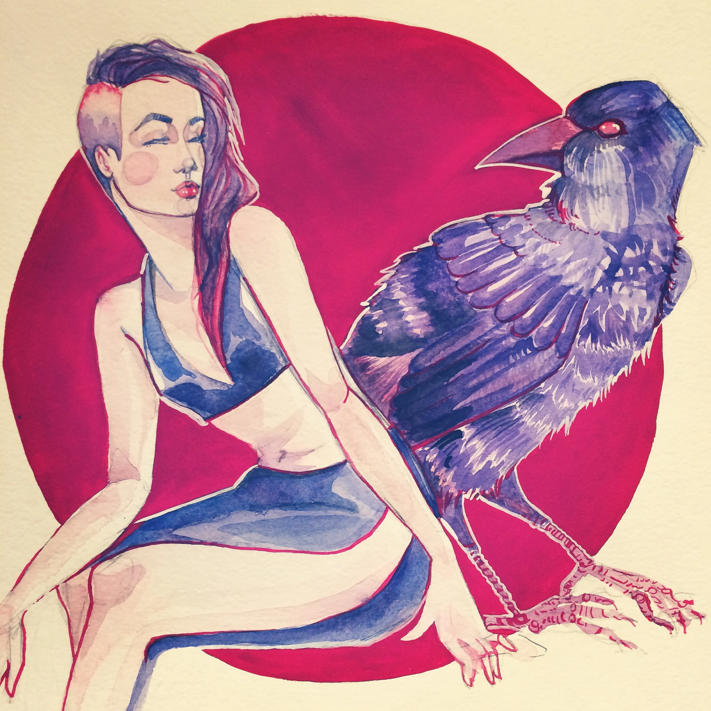 Raven, Guache and Watercolour. 14"x20" . 2015.