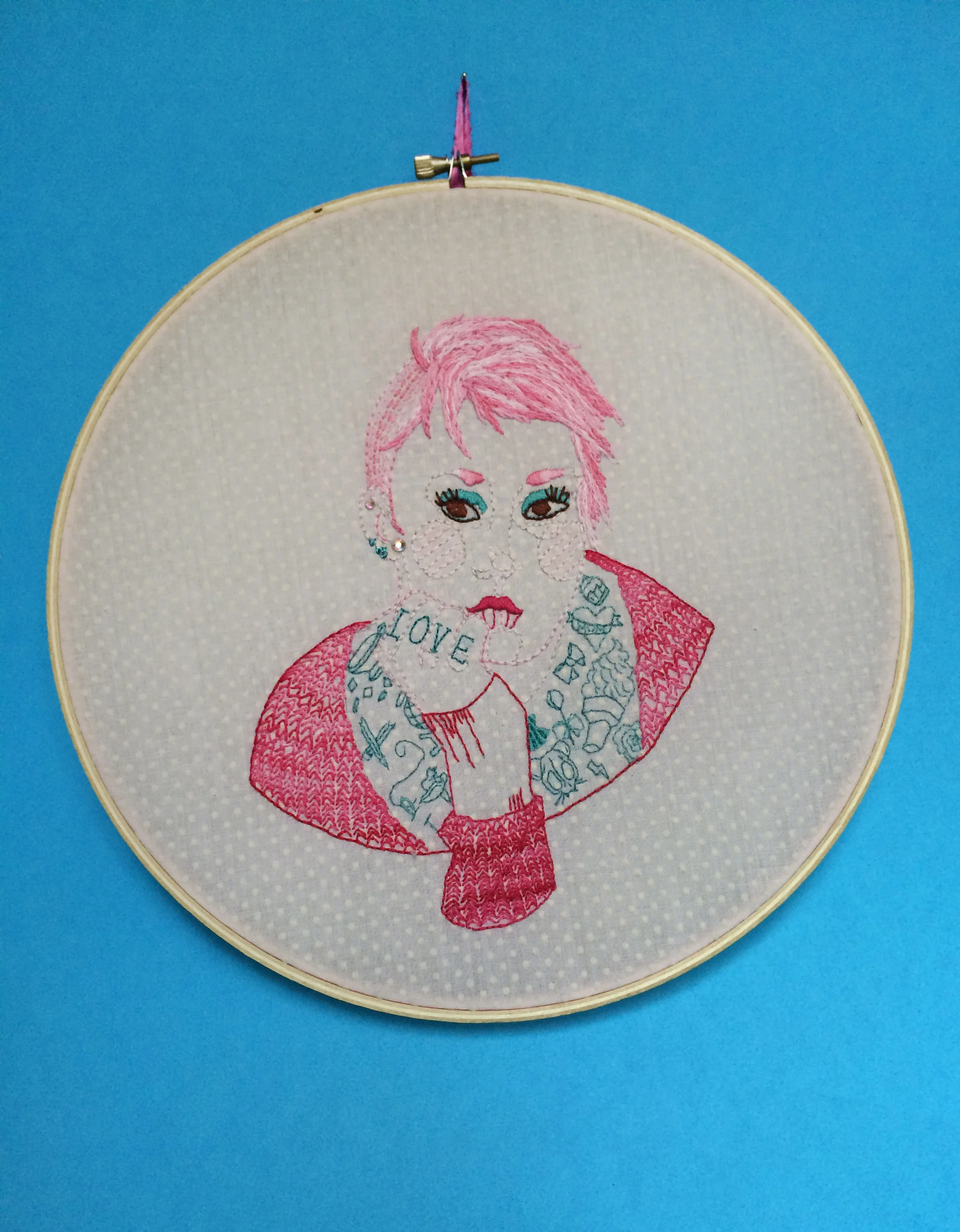 Self Portrait , Embroidered Illustration. 10.75"x10.75" . 2015.