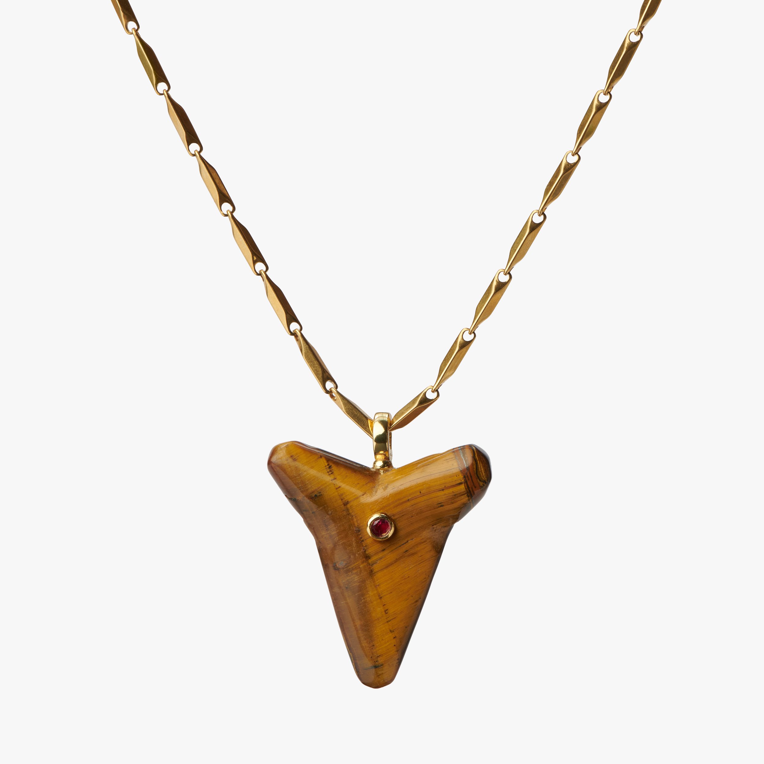 High Tide — Tiger's Eye Shark Tooth Necklace