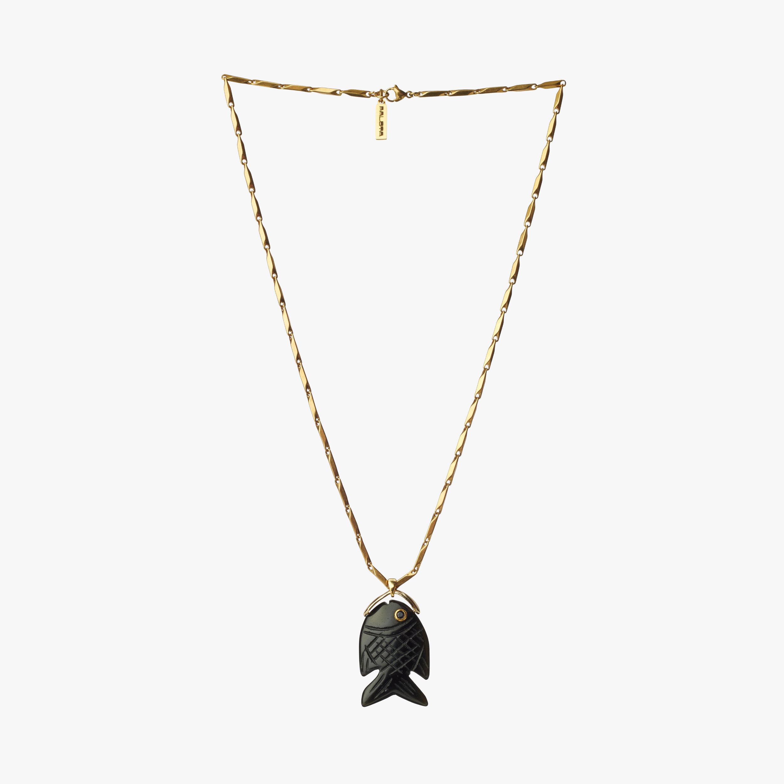 Sunset Catch — Black Obsidian Fish Necklace Full.jpg