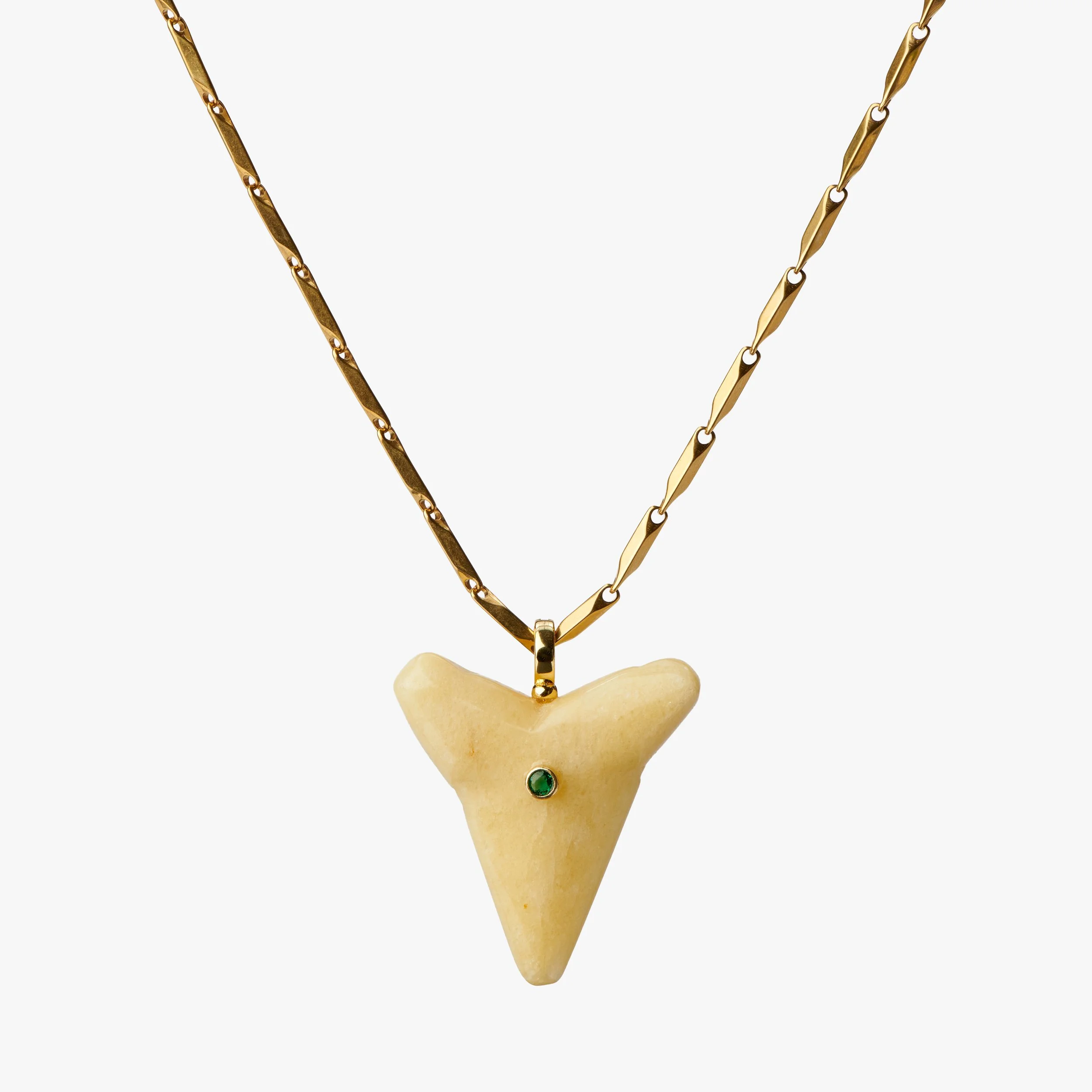 High Tide — Yellow Jade Shark Tooth Necklace
