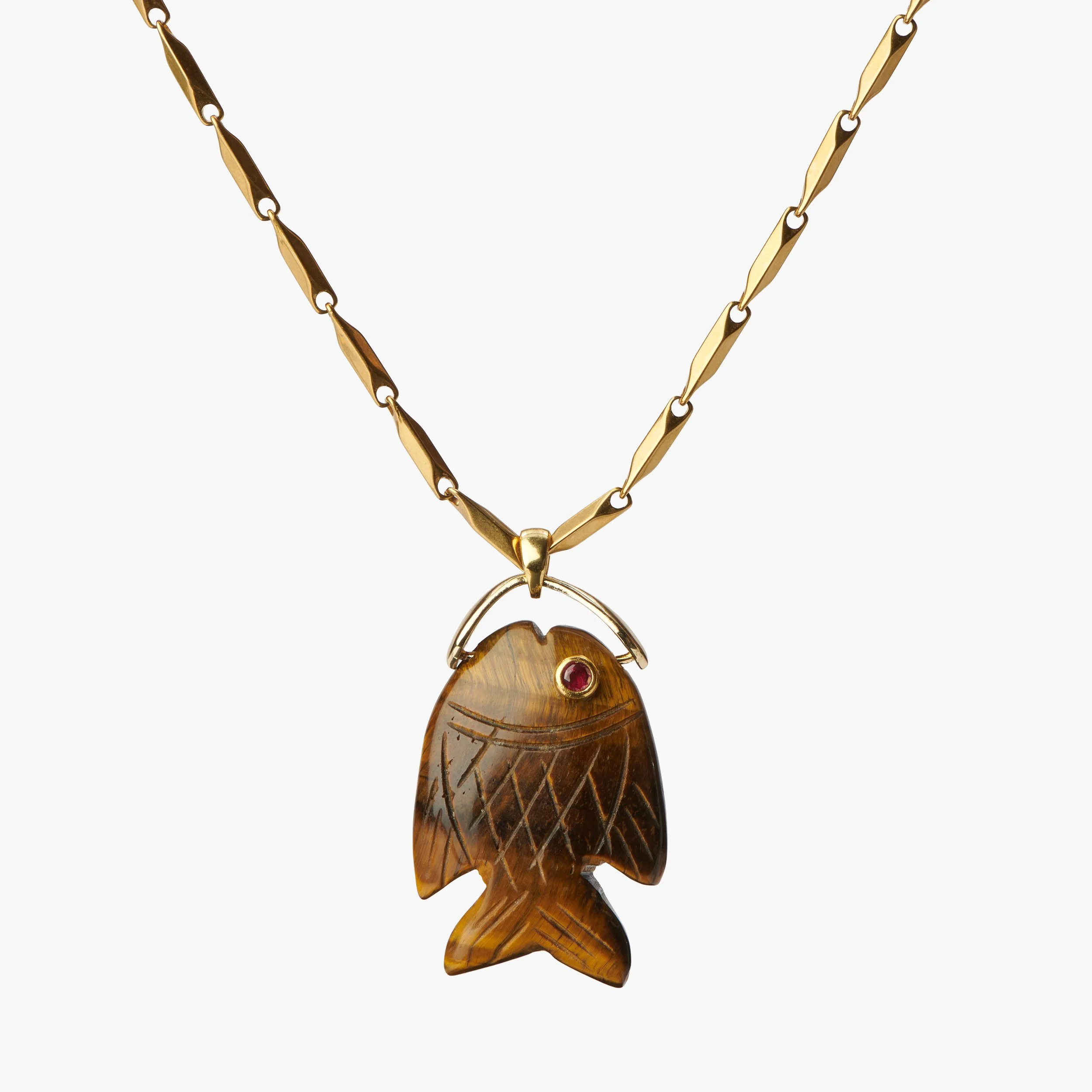 Lucky Catch — Tiger's Eye Fish Necklace