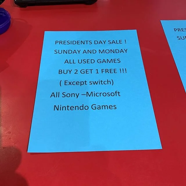 I&rsquo;ll use video games by two get one free Presidents&rsquo; Day sale except switch !!! #banditvideogames #banditvideo