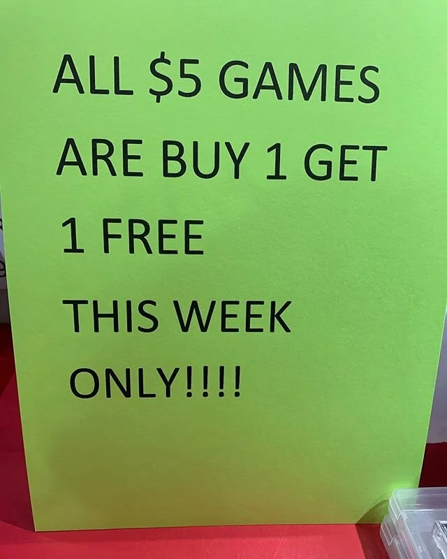 All $5 games throughout the store are Buy 1, Get 1 free ONLY this week!!!!! #banditvideo #bandit #video #usedgames #newgames #videogames #games