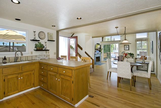 BEFORE: The dining space as viewed from the kitchen.