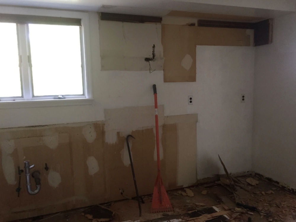 BEFORE: Old cabinets ripped out.