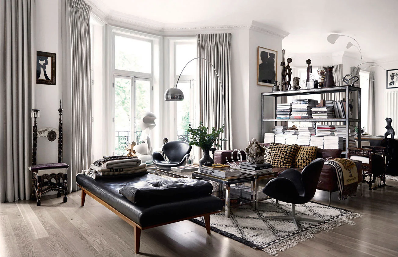 The living room of Malene Birger's London flat via Lonny