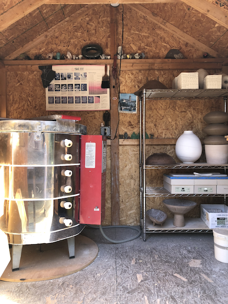 The studio kiln in its own shed