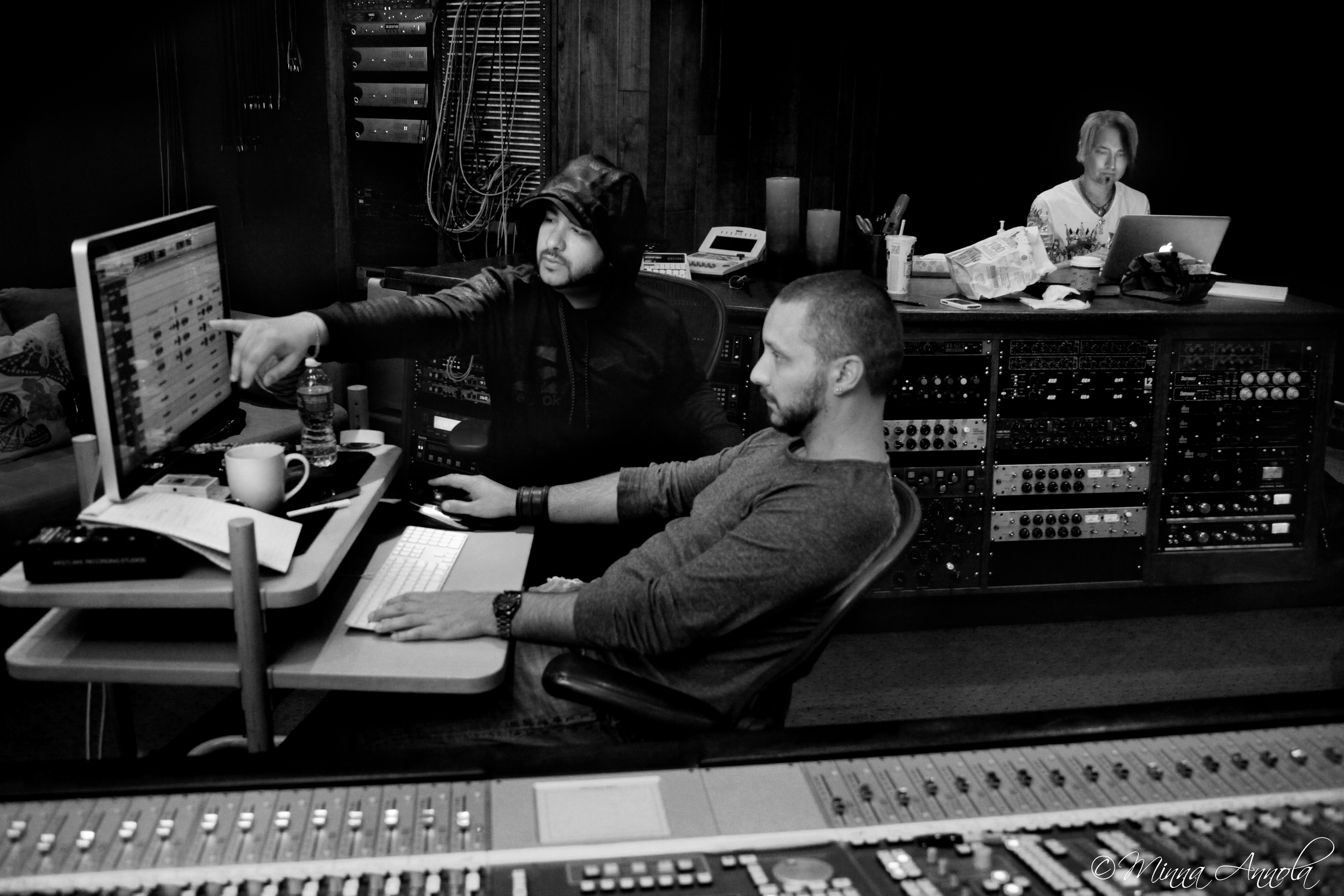 Music Producer Efrem Macheras, Grammy Nominated Engineer Doug Fenske and Musician Jani Hölli. Studio 6, Westlake Recording Studios, West Hollywood.