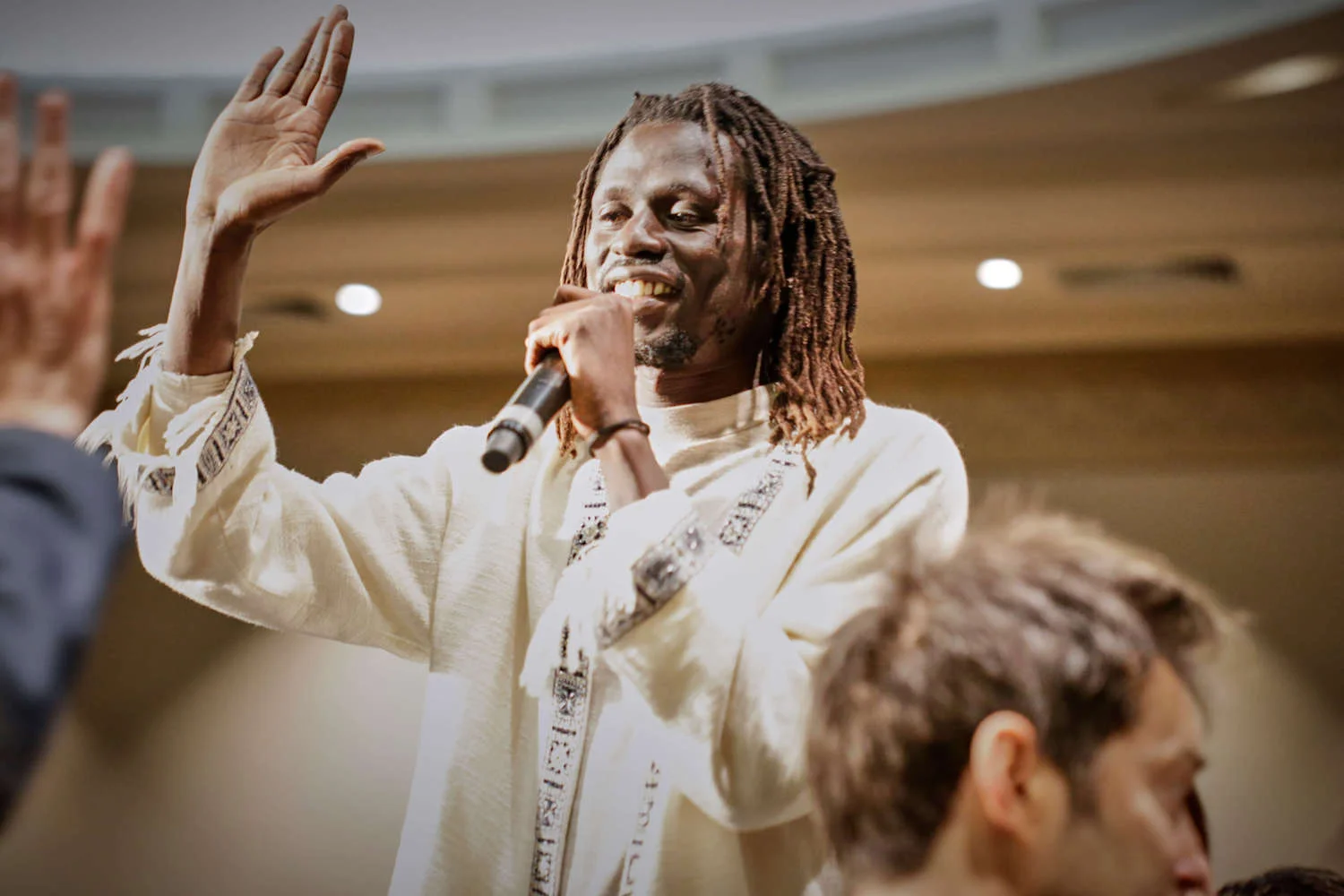 Emmanuel Jal at Desmond Tutu Reconciliation Fellowship award, Melbourne Town Hall, 24 August 2017.