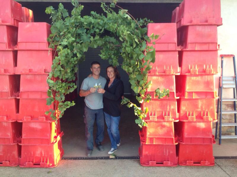 Fabio & Claire - celebrating the end of harvest at Chateau des Rontets in Fuissé