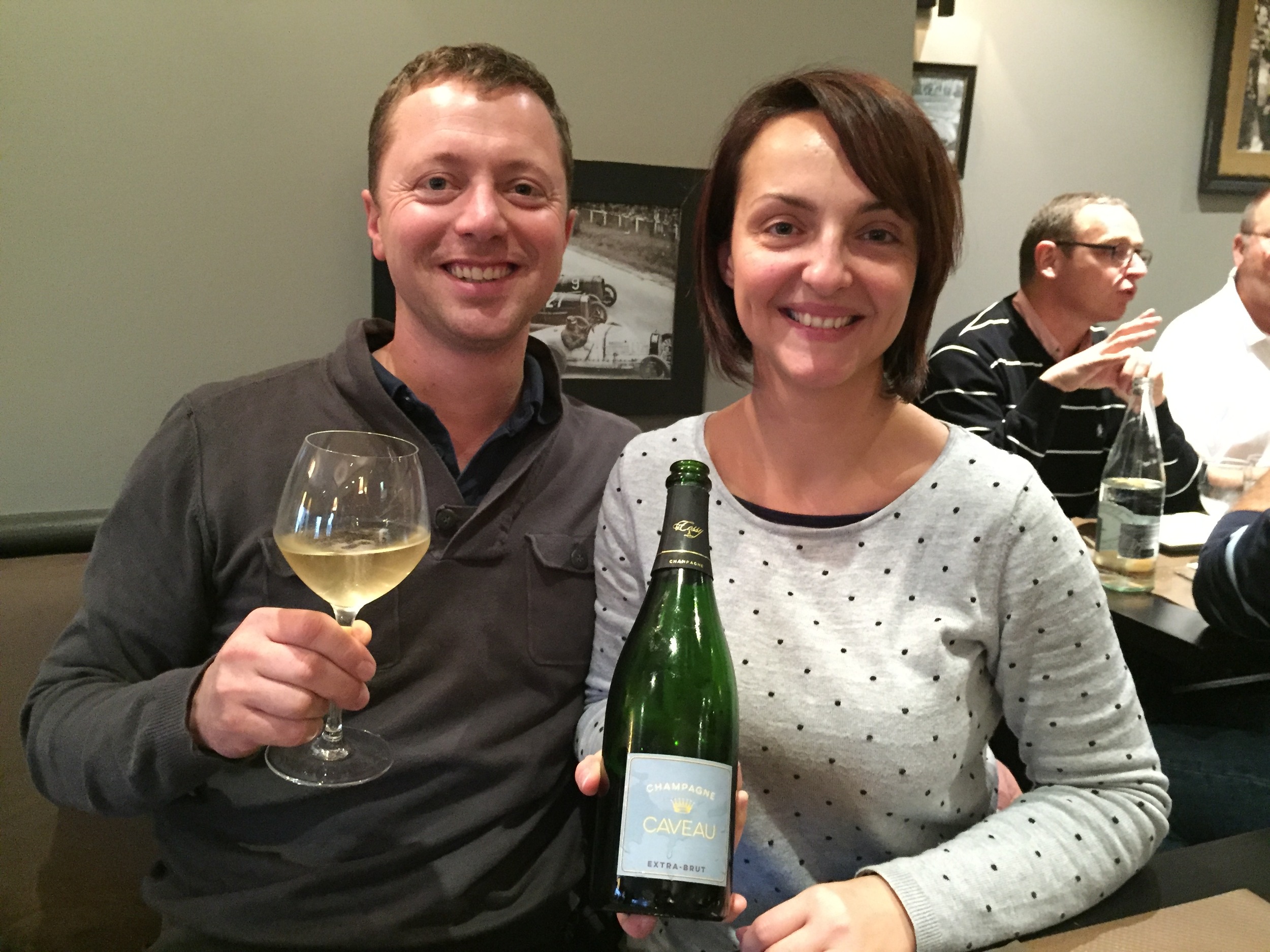 Sophie and her fiancé Cédric Moussé, with our Caveau Extra-Brut!