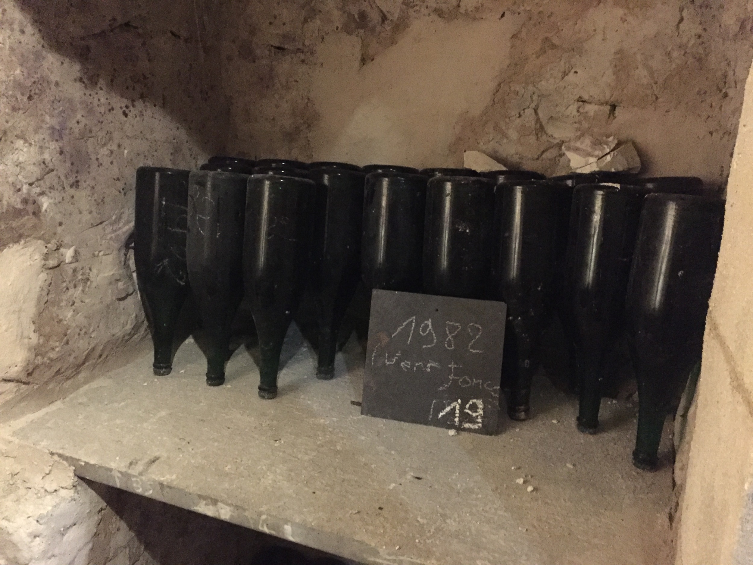 Mags of the '82 resting in the cellar at Chauvet