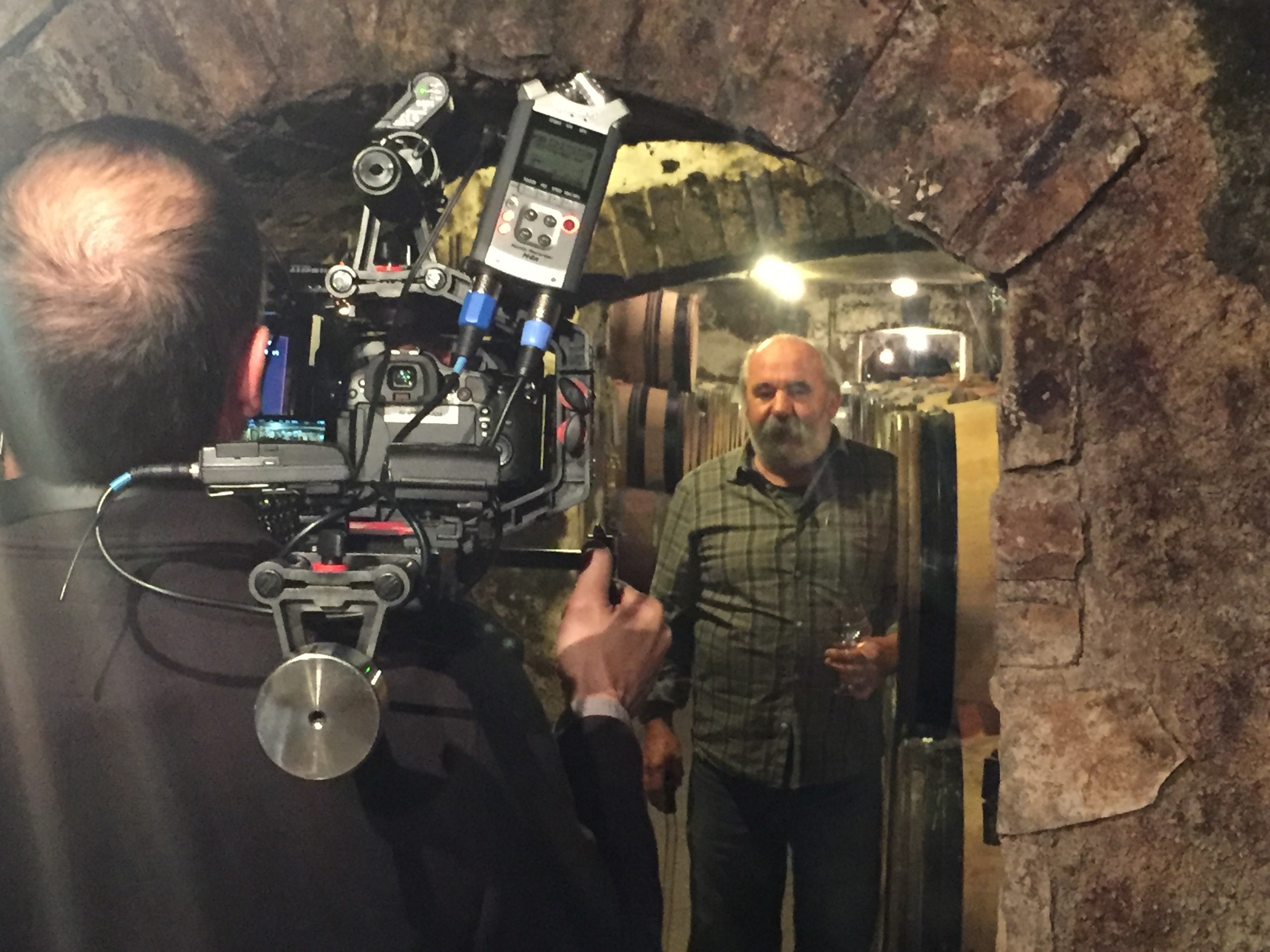 Filming Thierry Violot-Guillemard in his cellar below Pommard