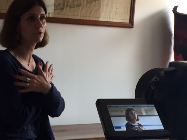 Filming my interview with Caroline Parent at Domaine A-F Gros
