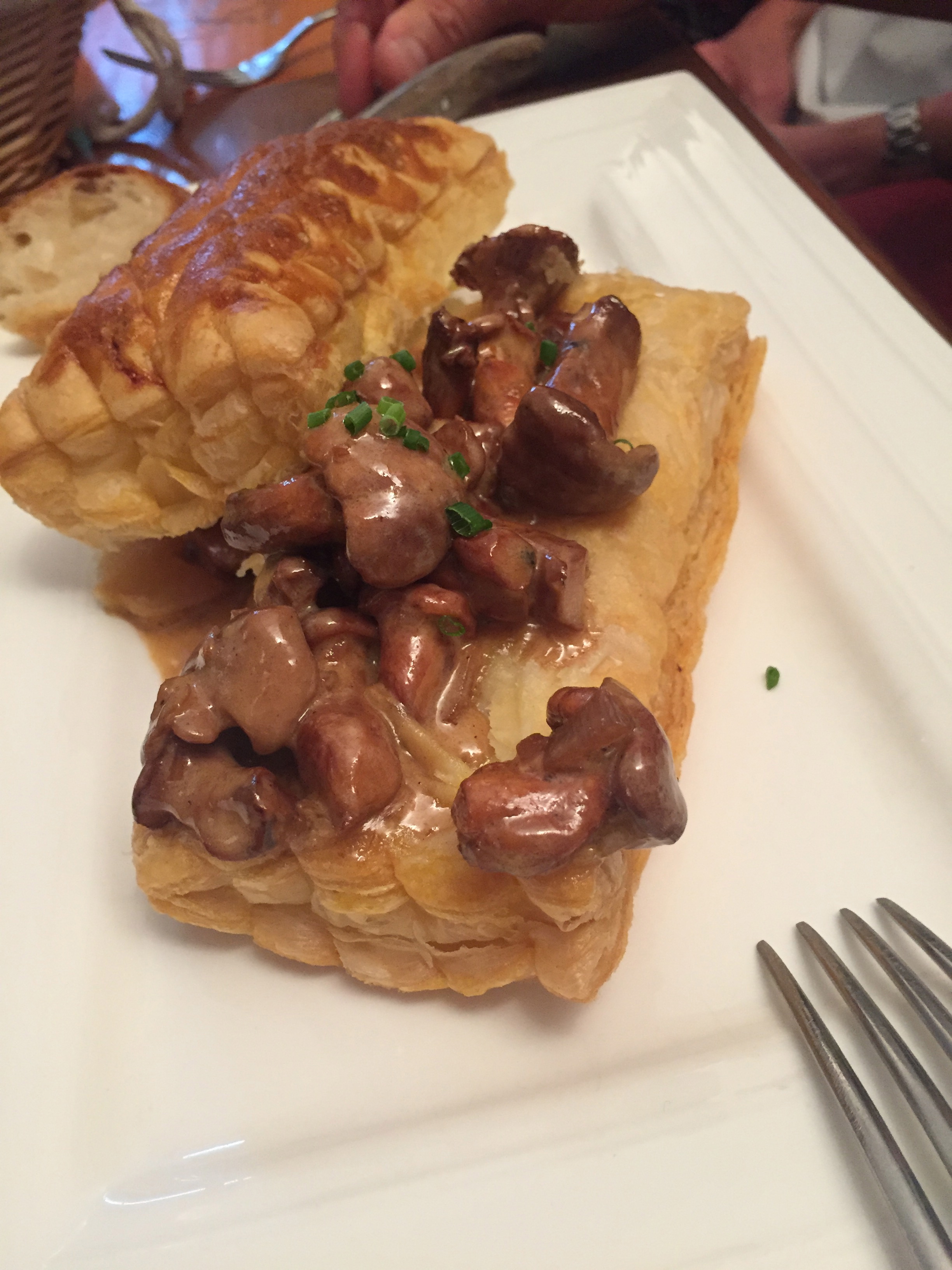 Girolles on puff pastry...