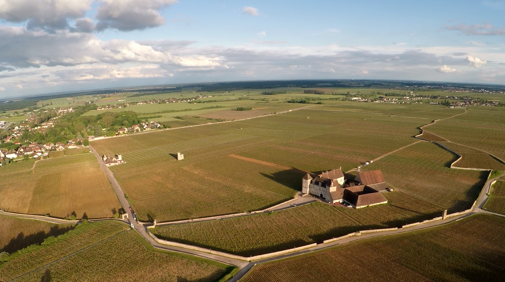A still from the drone footage we shot last month, high over the Clos Vougeot