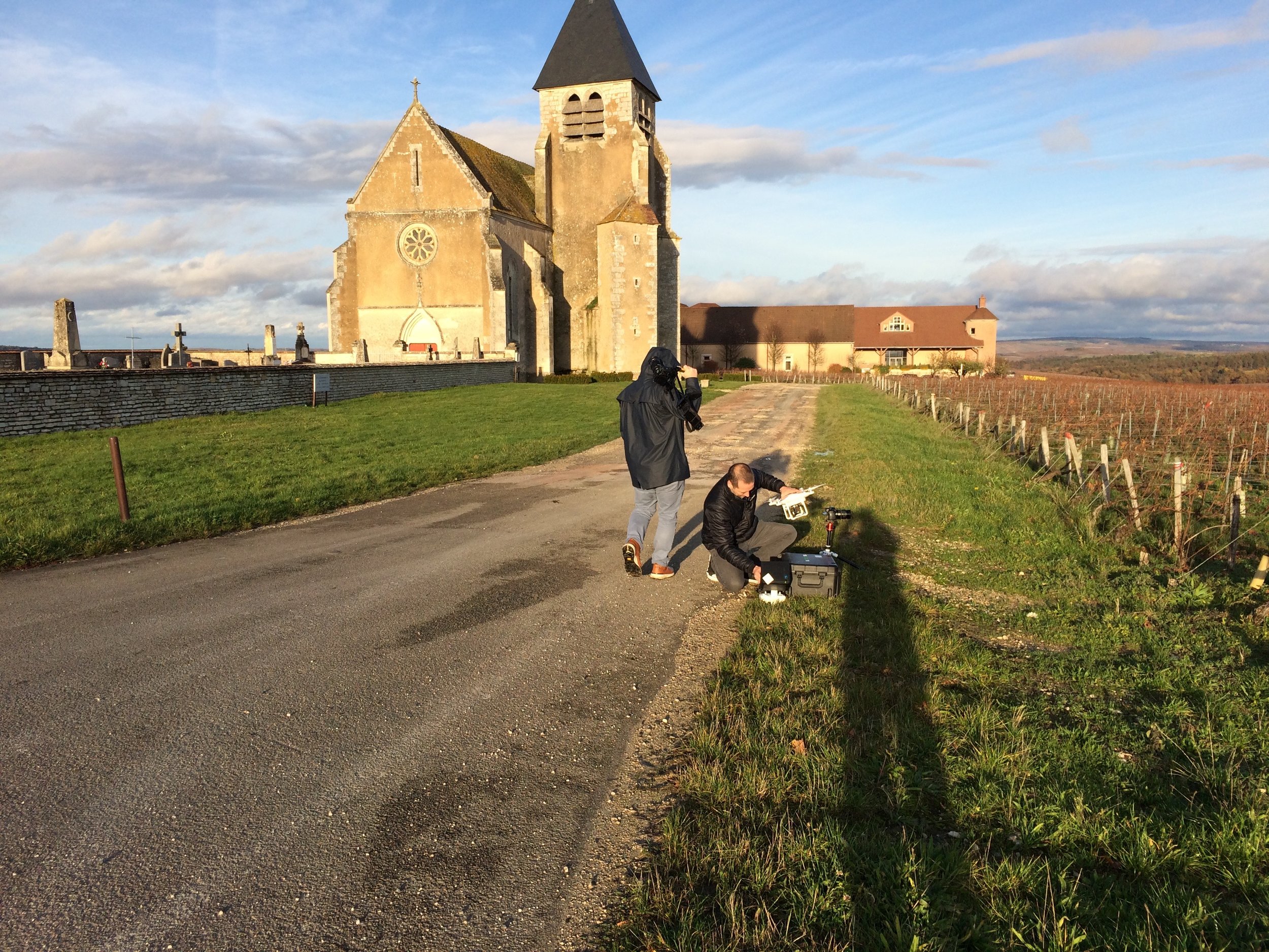 Shooting on a gorgeous, cold day in Chablis...