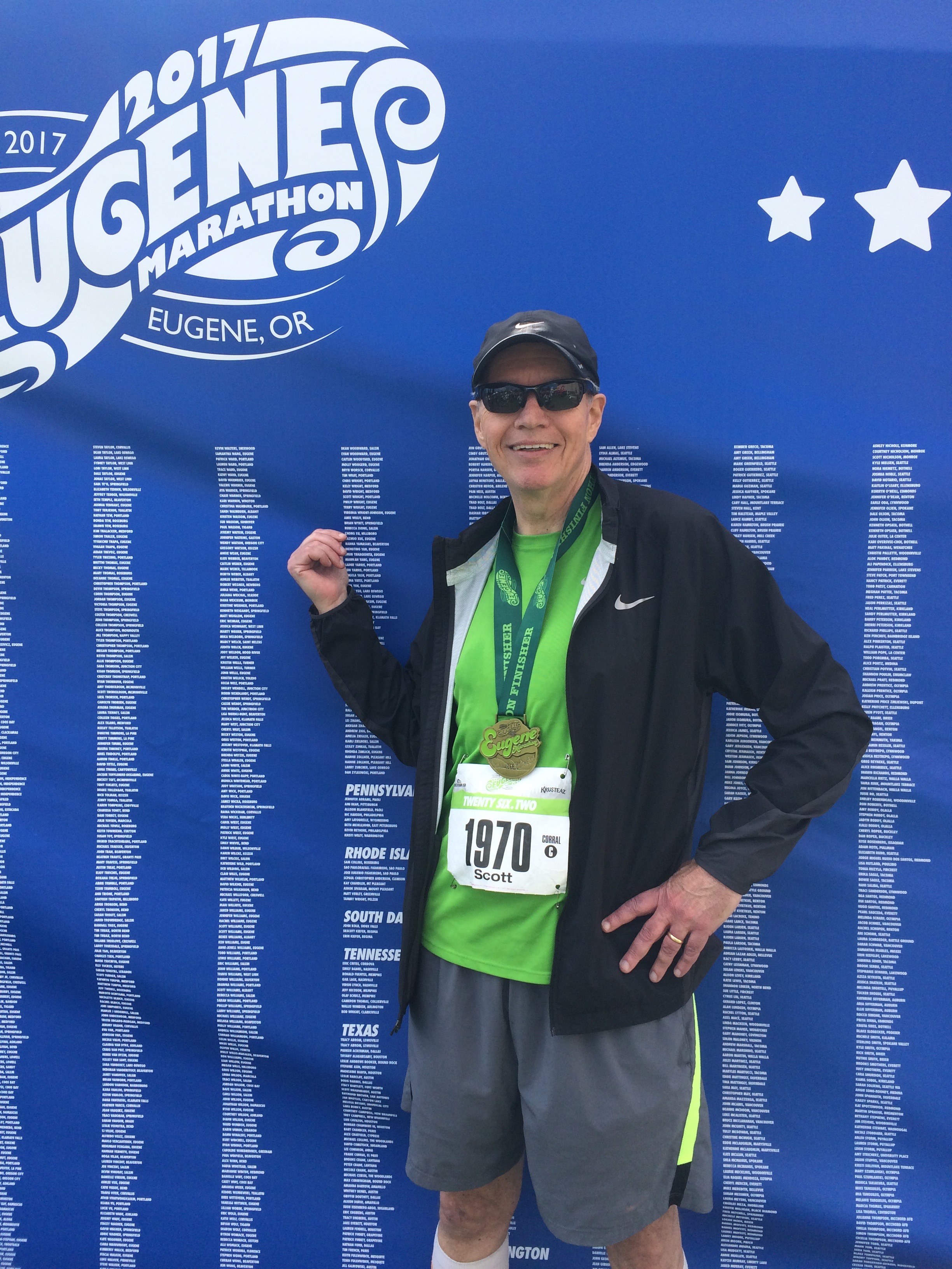 The happy marathoner. Now where's the Champagne!