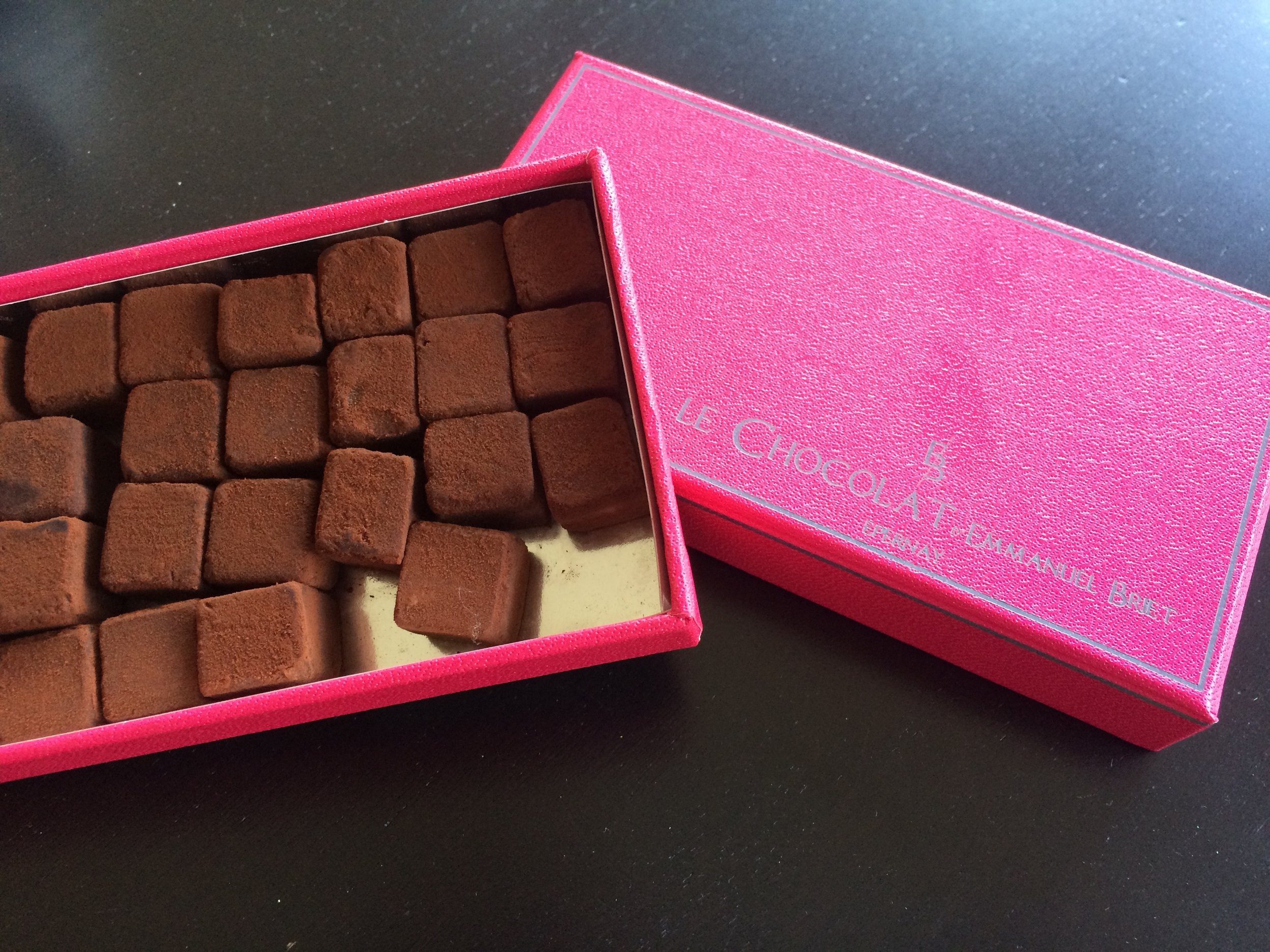 When it's chocolate truffles from Emmanuel Briet on the table, I'm in my very happy place...