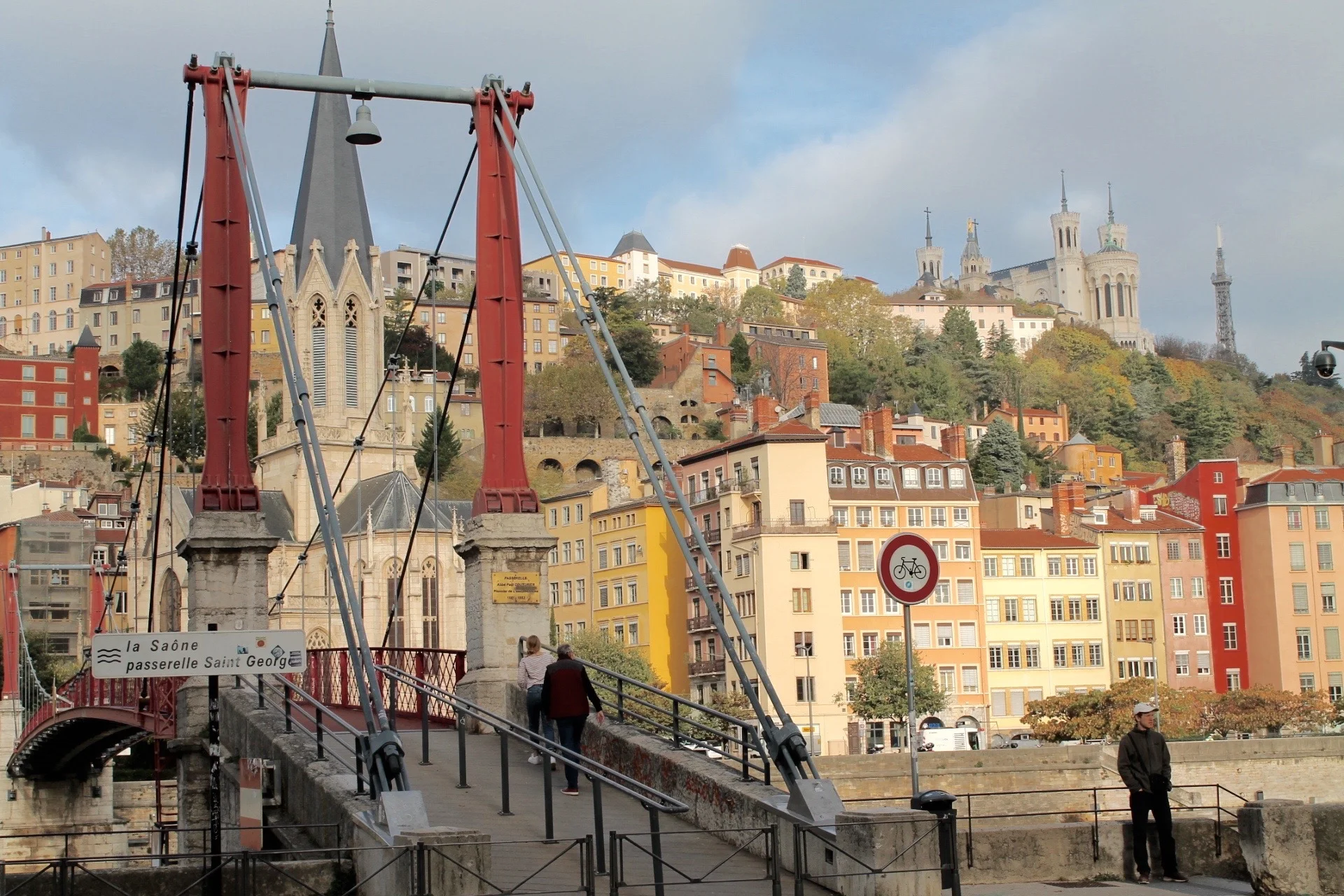 One of the pedestrian bridges into old-town Lyon