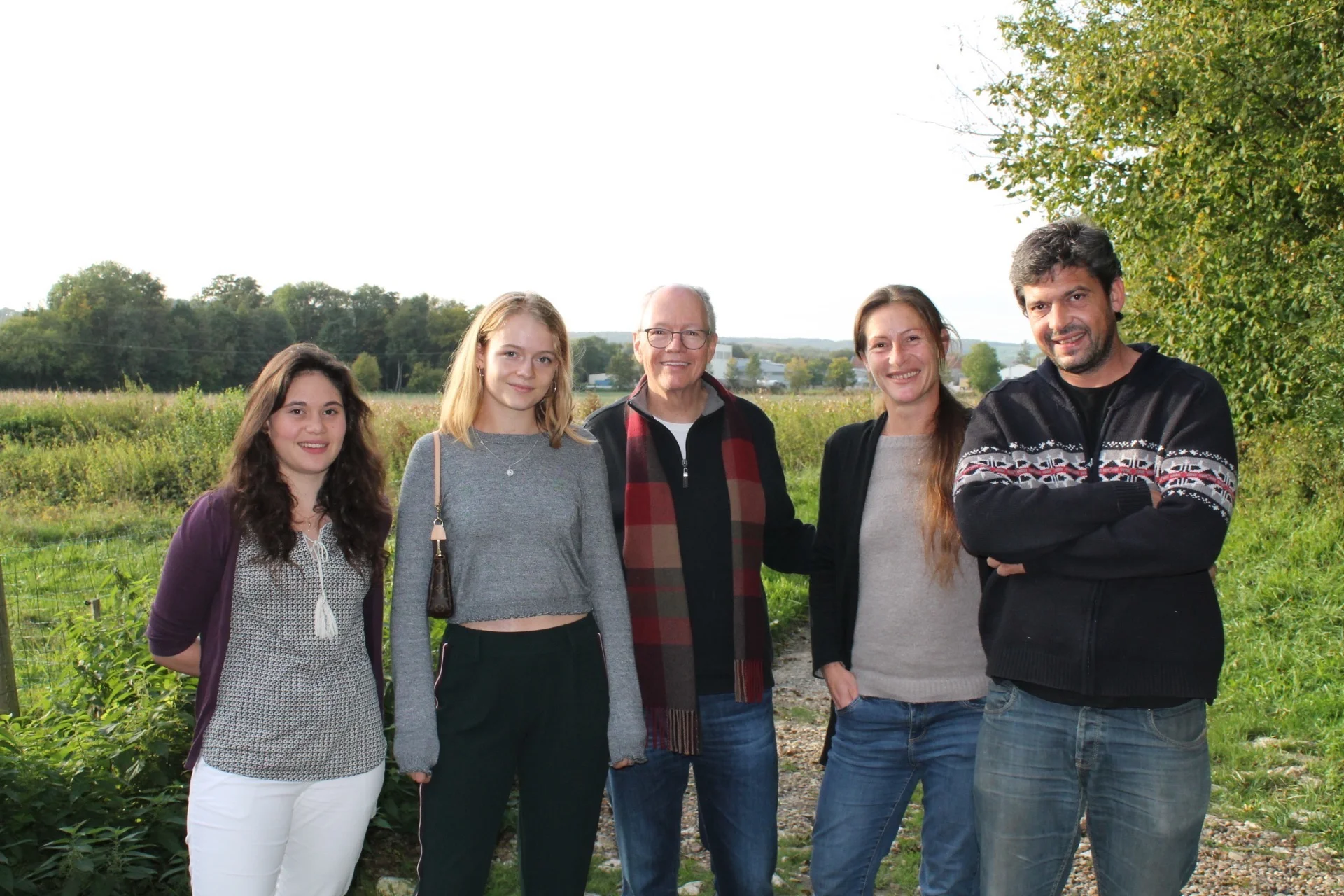Stéphanie & Julien (at right) - with their daughter Jade, our daughter Pirrie, and your intrepid importer on the farm in Launay.