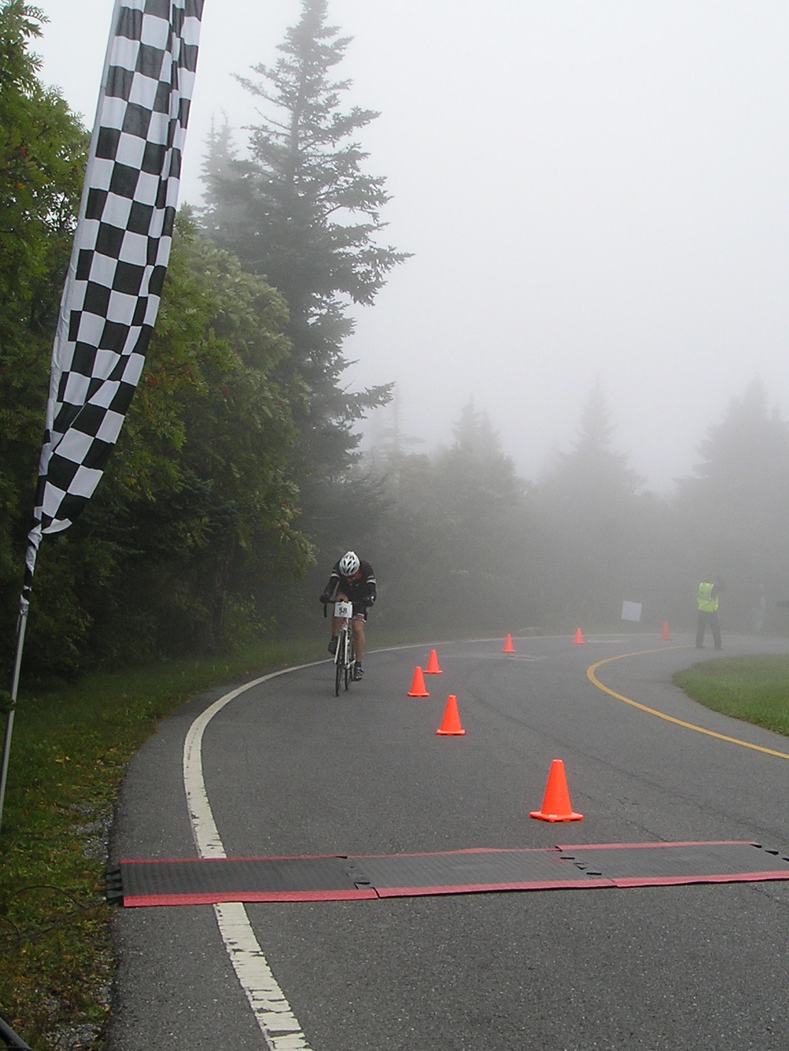 Mike crosses the finish line on Mount Greylock!