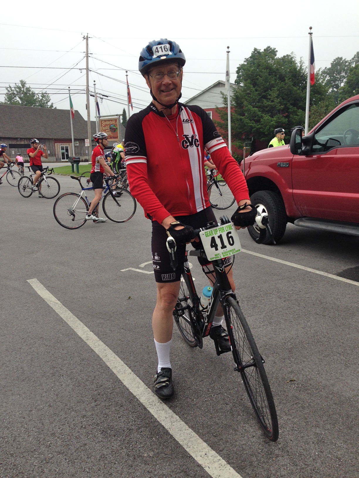Sandy ready for the Mount Equinox Hill Climb