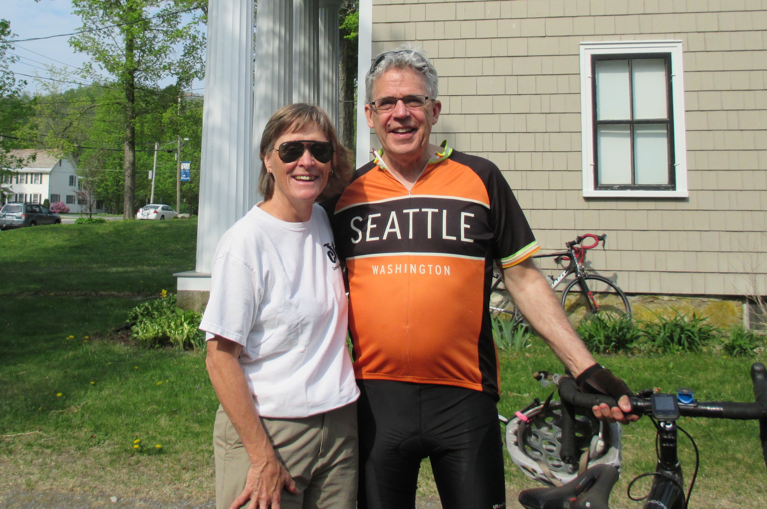 Dot and Tom before a beautiful morning ride