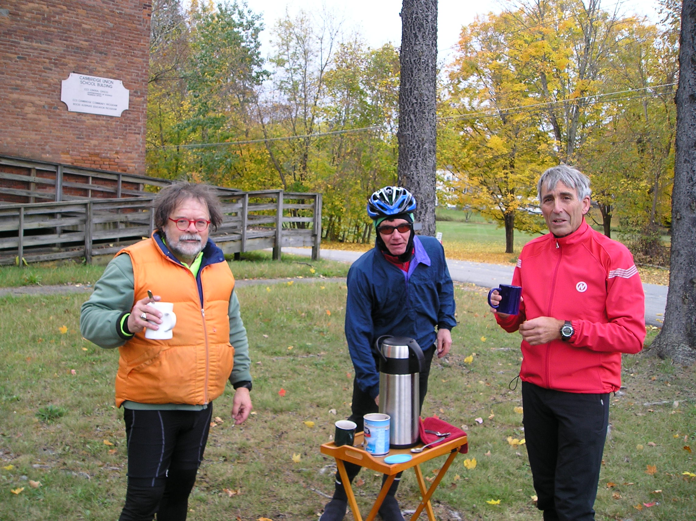 Temps below freezing, snow flurries, howling winds, all for hot chocolate & friends at the finish!