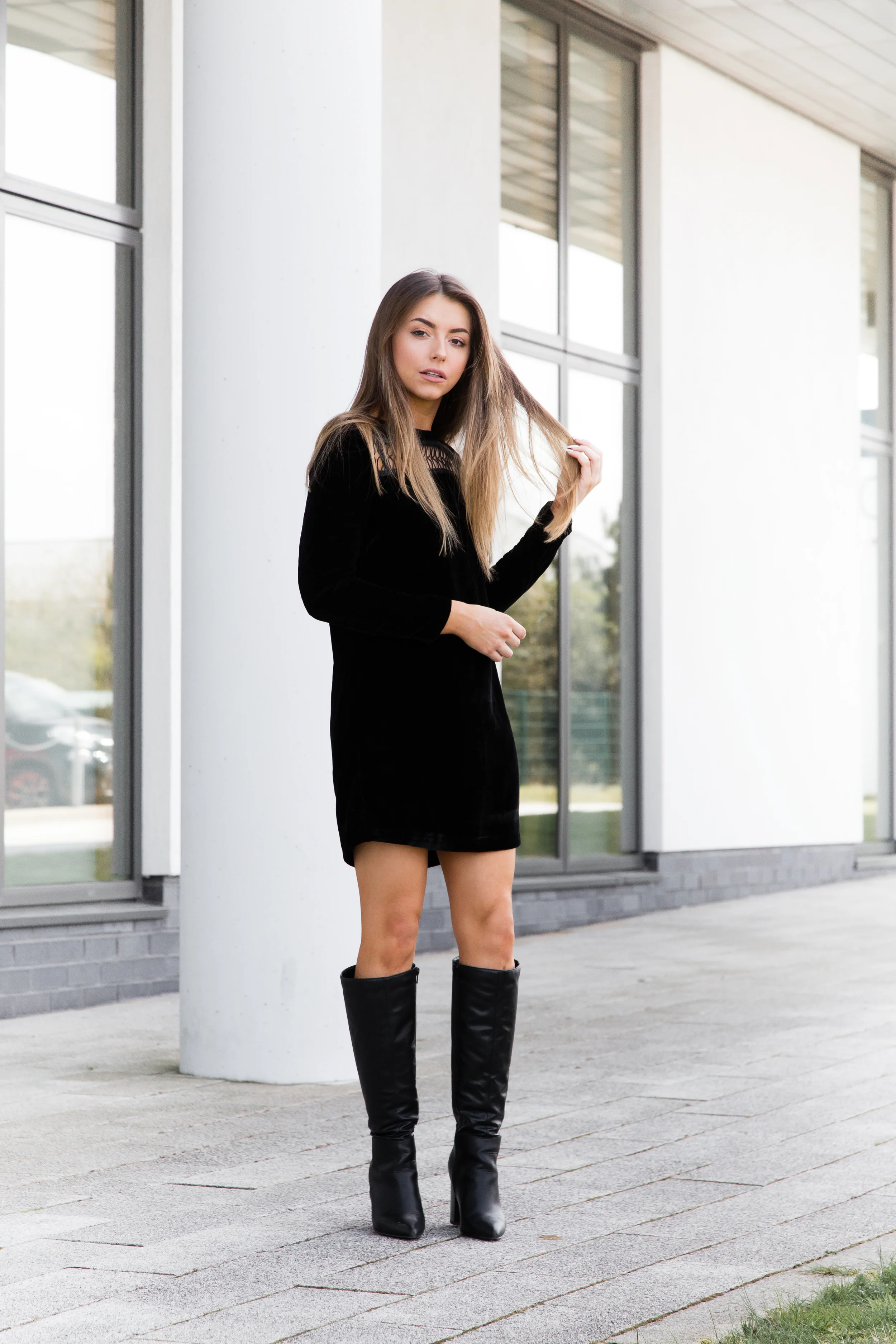 Velvet LBD outfit