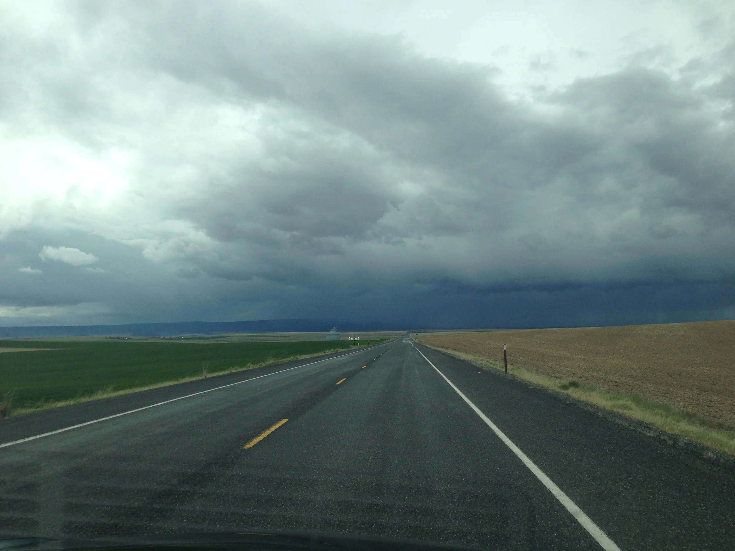 Ominous clouds somewhere along the final stretch of the drive from Ephrata, Washington.